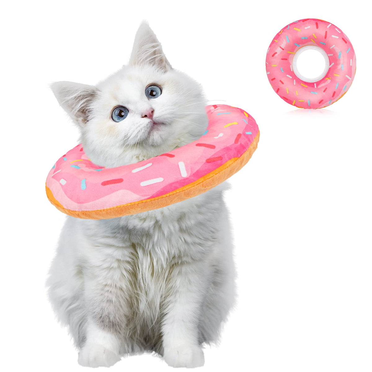 Hylyun Adjustable Cat Recovery Collar Cute Cat Dog Cone Donut Collar Soft Kitten Cones To Stop Licking After Surgery Elizabethan Collar For Kittens Puppy Dogs