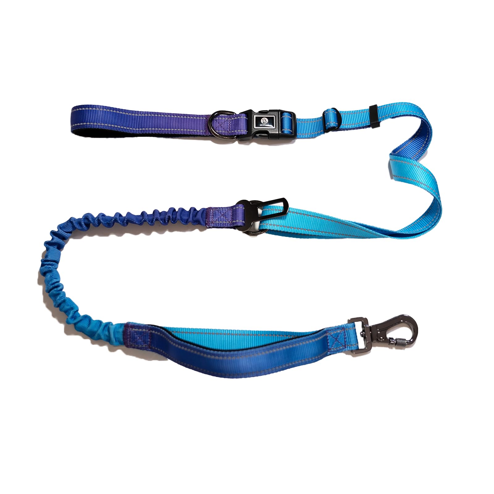 Hands-Free Dog Leash With Bungee For Large Dogs, Waist Belt & Car Seat Bel (Blue)