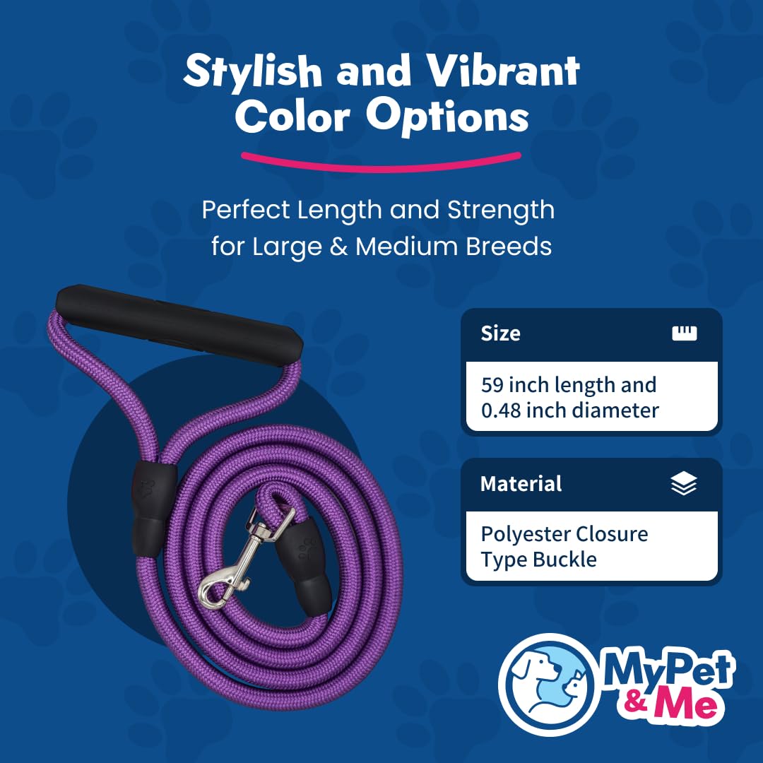My Pet & Me - Dog Leash For Large & Medium Dogs - Durable Training Leash With Soft Padded Handle - Strong Pet Leashes For Walkin