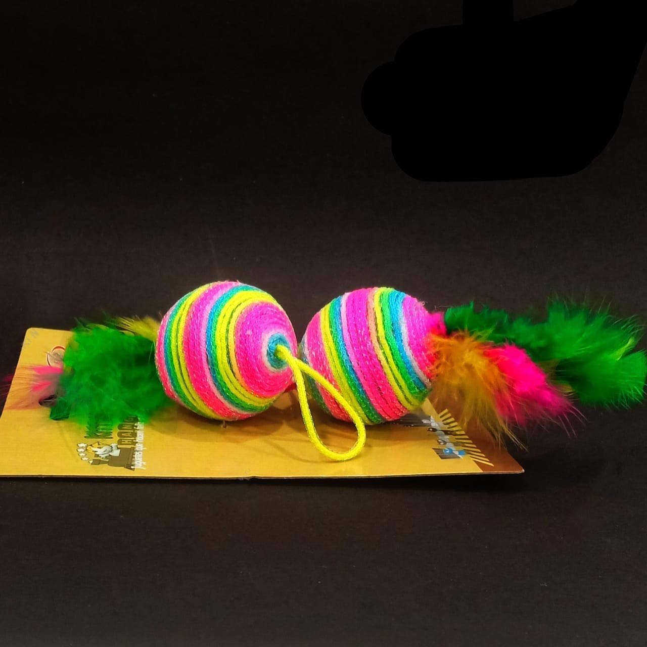 Black Dog Cat Toy Balls, Cat Balls With Feathers And Bell Inside Interactive Cat Toys Cat/Dog Exercise Toy Balls, Safe For Your 