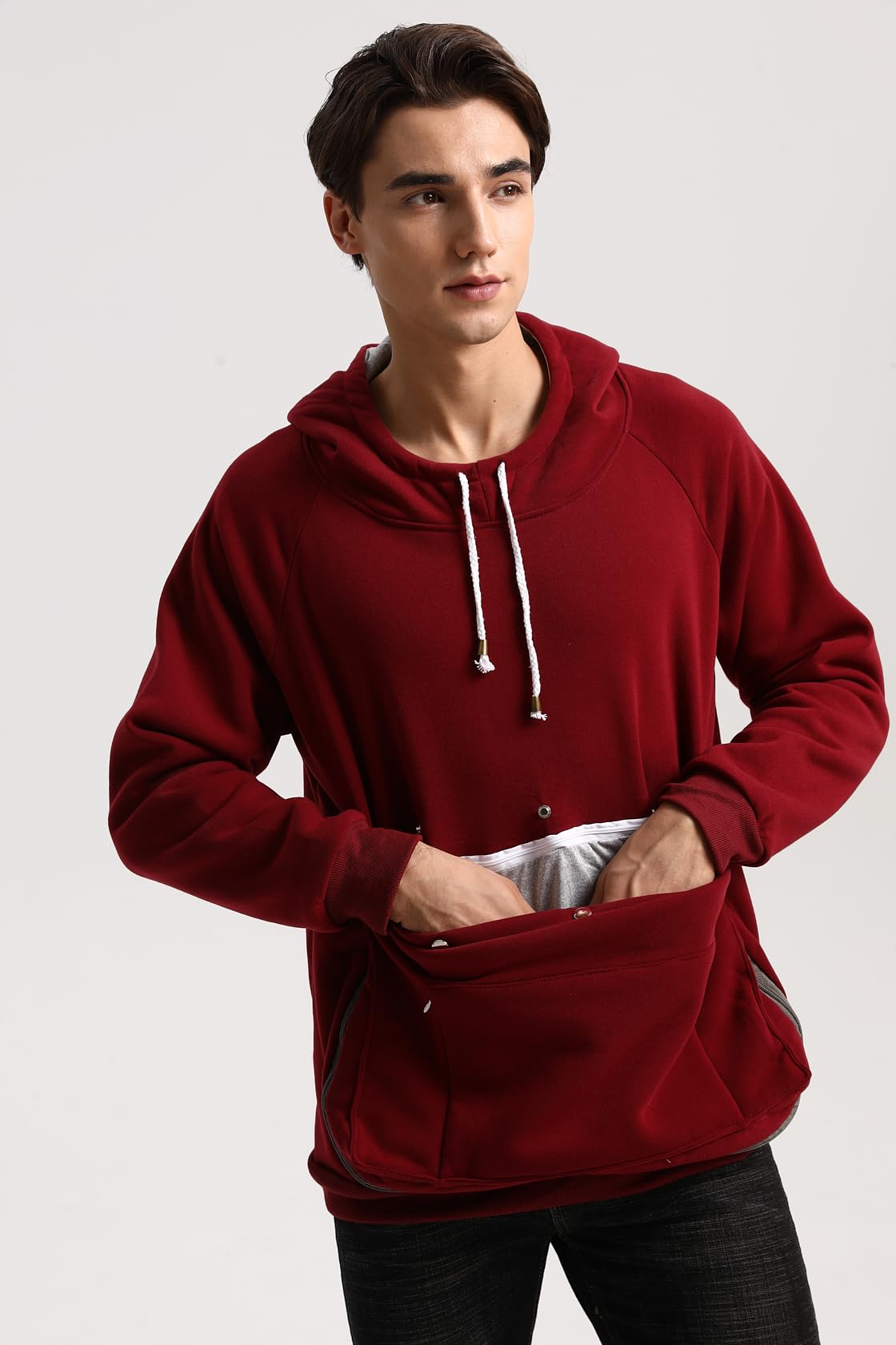Kei Tomlison Pet Cat Dog Pouch Hoodie Small Animal Carrier - Kitten Puppy Pouch Sweatshirt Holder Fleece Unisex Hoodies Burgundy