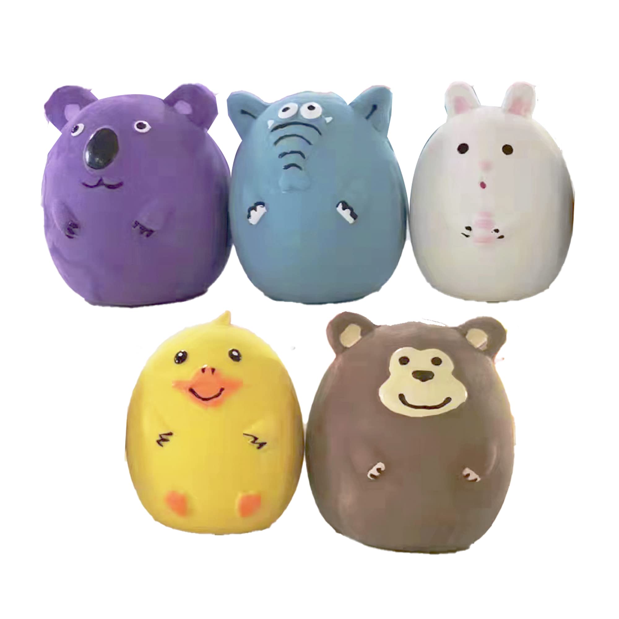 Jalousie 4 Inch Latex Dog Squeaky Toys, Soft Rubber Chew Toy, Animal Ball for Puppy Small Medium Pets (5 Pack)
