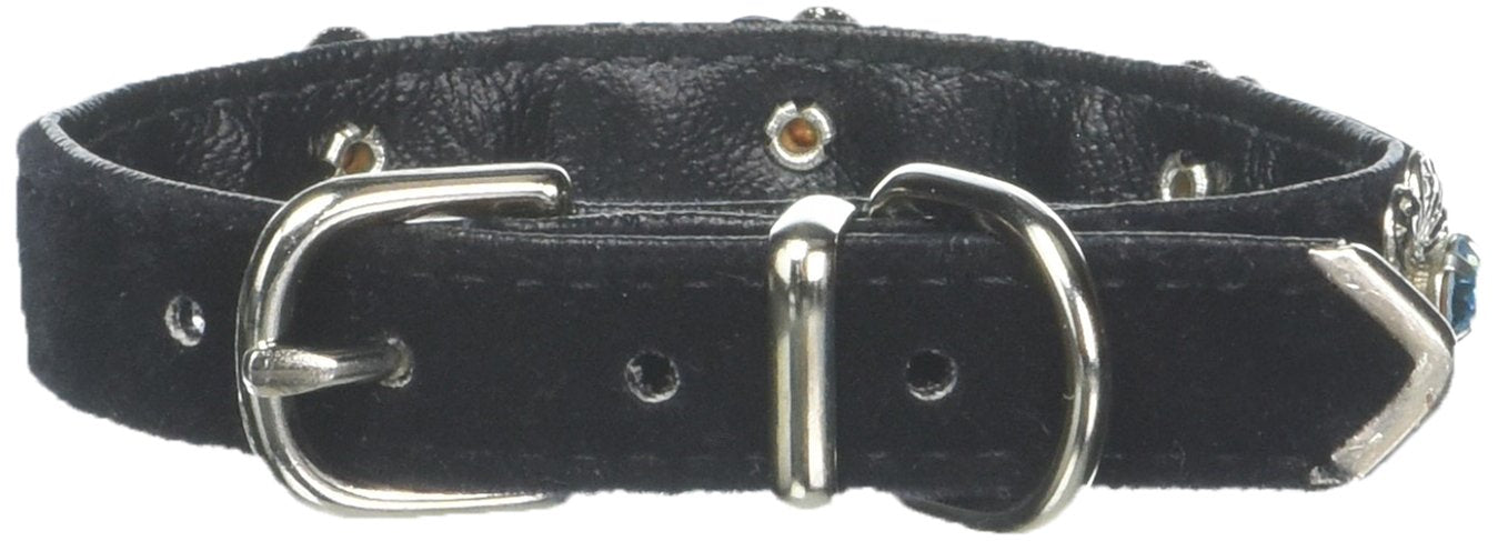 Dog, Puppy and Pet Collar, Black Velvet Crystal Elite Aqua 10