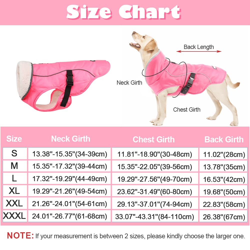 Emust Dog Jacket Winter, Cozy Windproof Dog Jacket For Cold Weather, Solid Color Dog Vests For Winter For Medium Dogs, Pink, M
