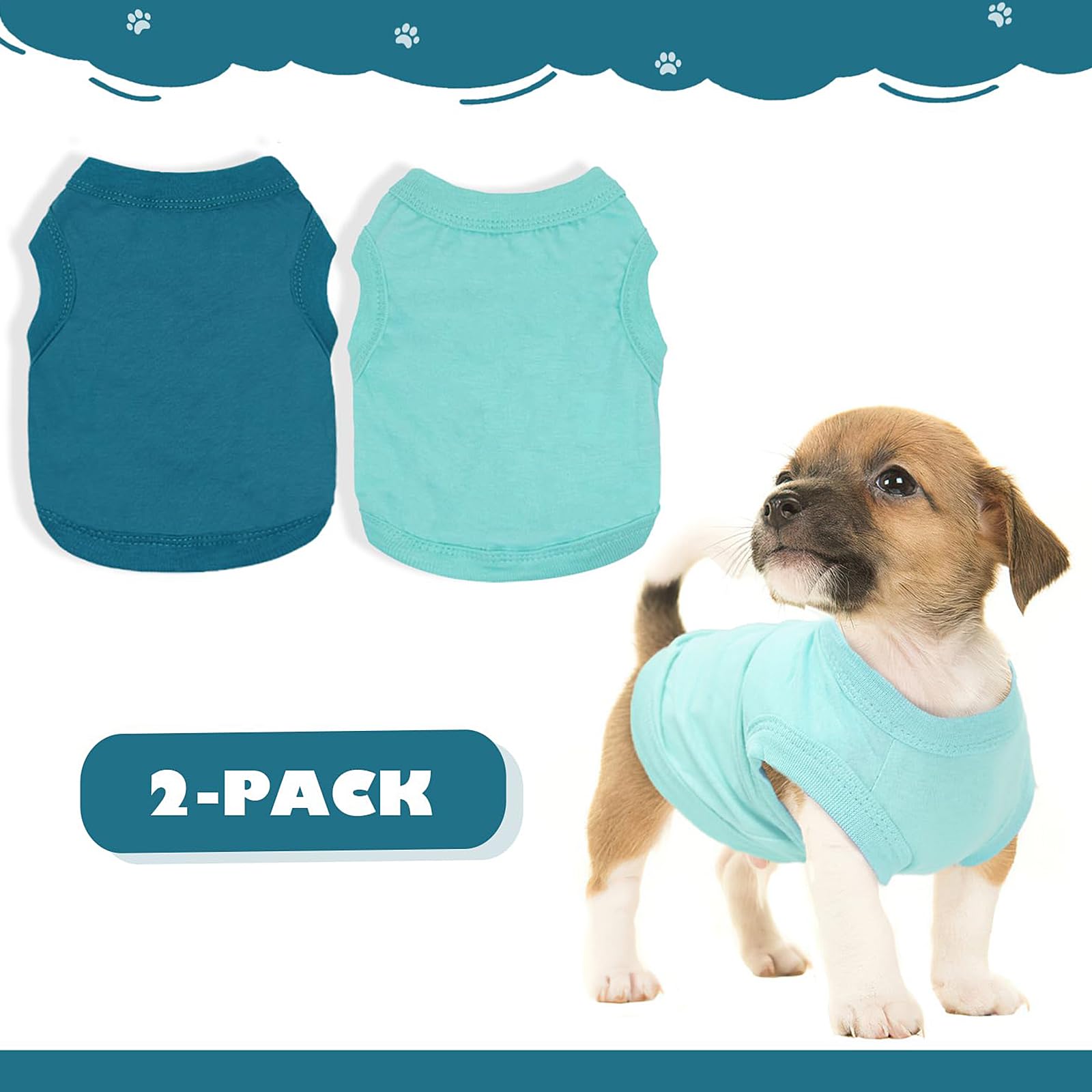 2 Pieces Chihuahua Clothes Dog Clothes For Small Dogs Girl Boy Spring Summer Puppy Soft Dog Shirt Solid Color Pet Clothing Cute