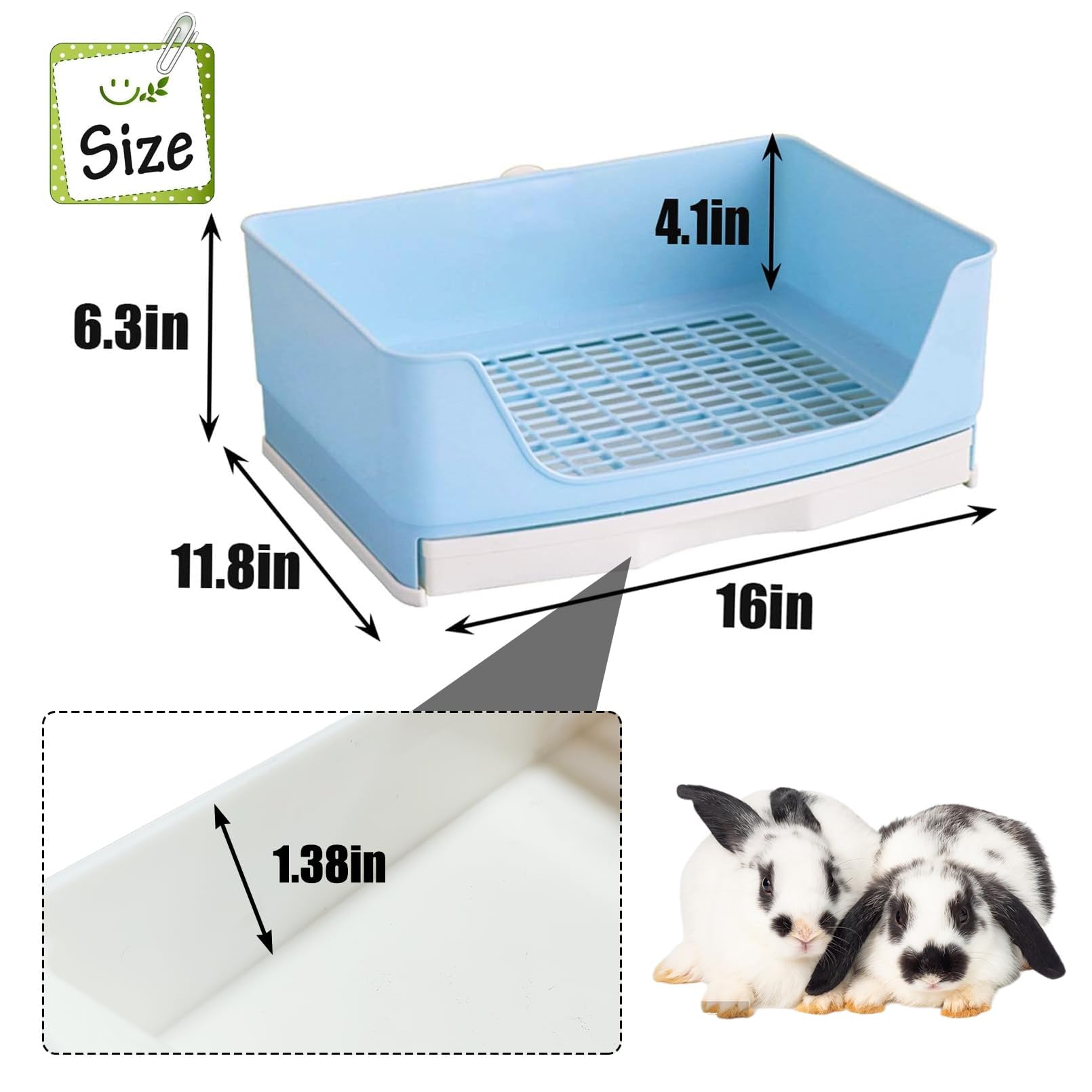 Kathson Large Rabbit Litter Box Trainer, Potty Corner Toilet With Drawer Bigger Pet Pan For Adult Hamster, Guinea Pig, Ferret, Galesaur, Bunny And Other Animals (Blue)