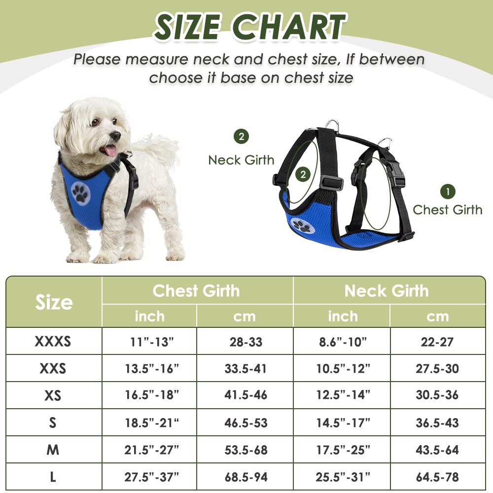 Lukovee Dog Safety Vest Harness Seatbelt, Dog Car Harness Seat Belt Adjustable Pet Harnesses Double Breathable Mesh Fabric Car Vehicle Connector Strap Dog (Xx-Small, Blue)