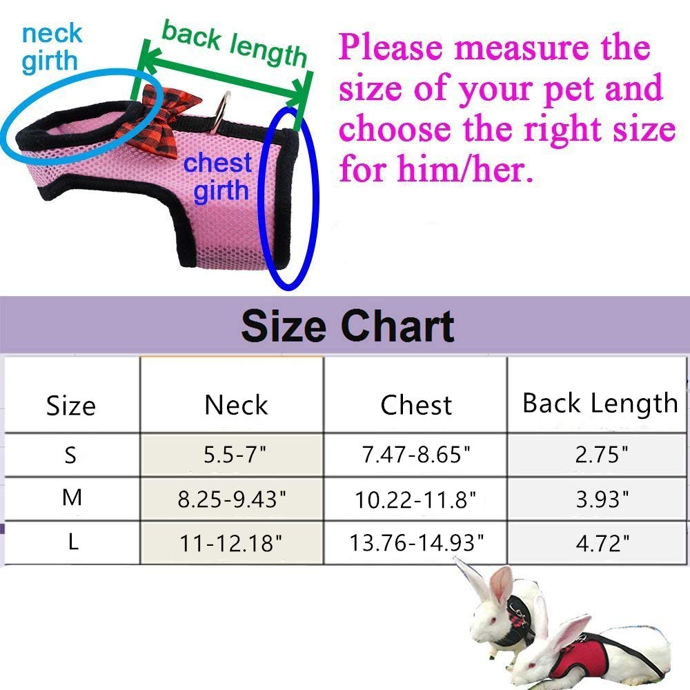 Hypeety Rabbit Bunny Harness and Leash Set No Pull Cat Leash Stylish Vest Harness for Small Animal Adjustable Soft Breathable Wa