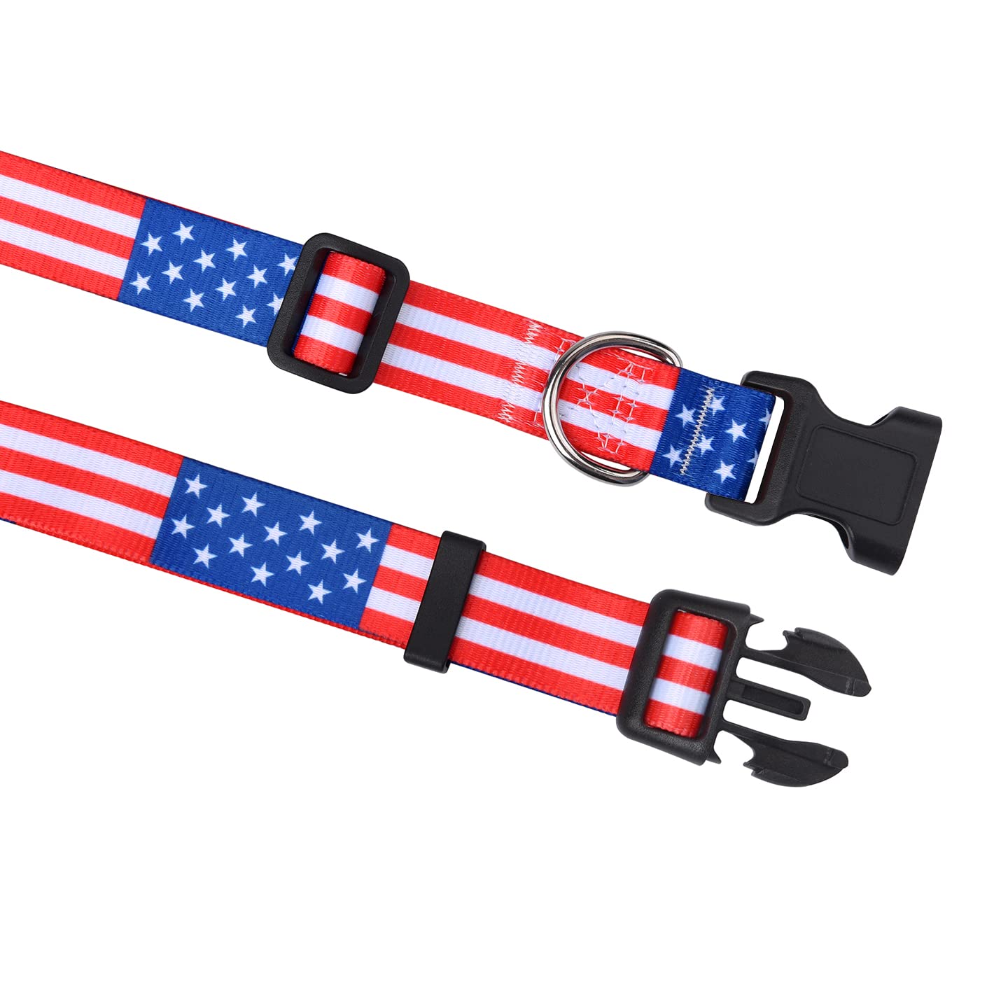 Mihqy American Flag Dog Collar - Patriotic, Us Flag Pattern, Star & Stripes, Fourth Of July Dog Collar, Adjustable For Small Med