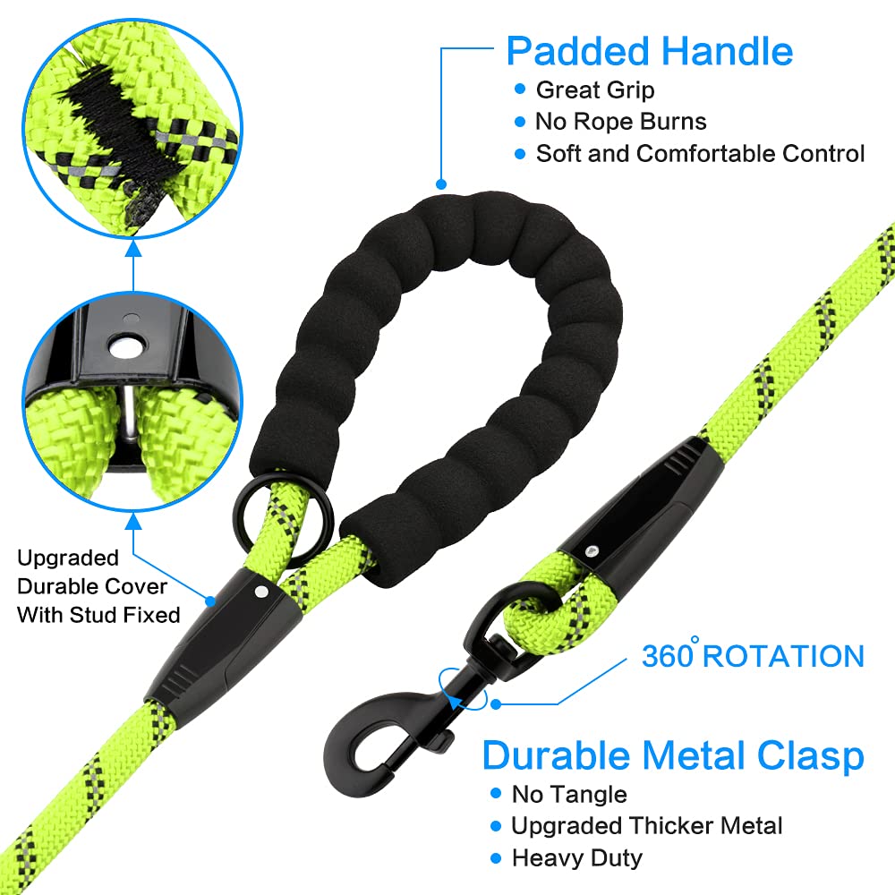 Plutus Pet Long Rope Dog Leash, With Comfortable Padded Handle, Reflective Nylon Heavy Duty Rope Leash, 15Ft 20Ft 30Ft 50Ft 66Ft Dog Training Leash For Small Medium Large Dogs (50Ft, Green)