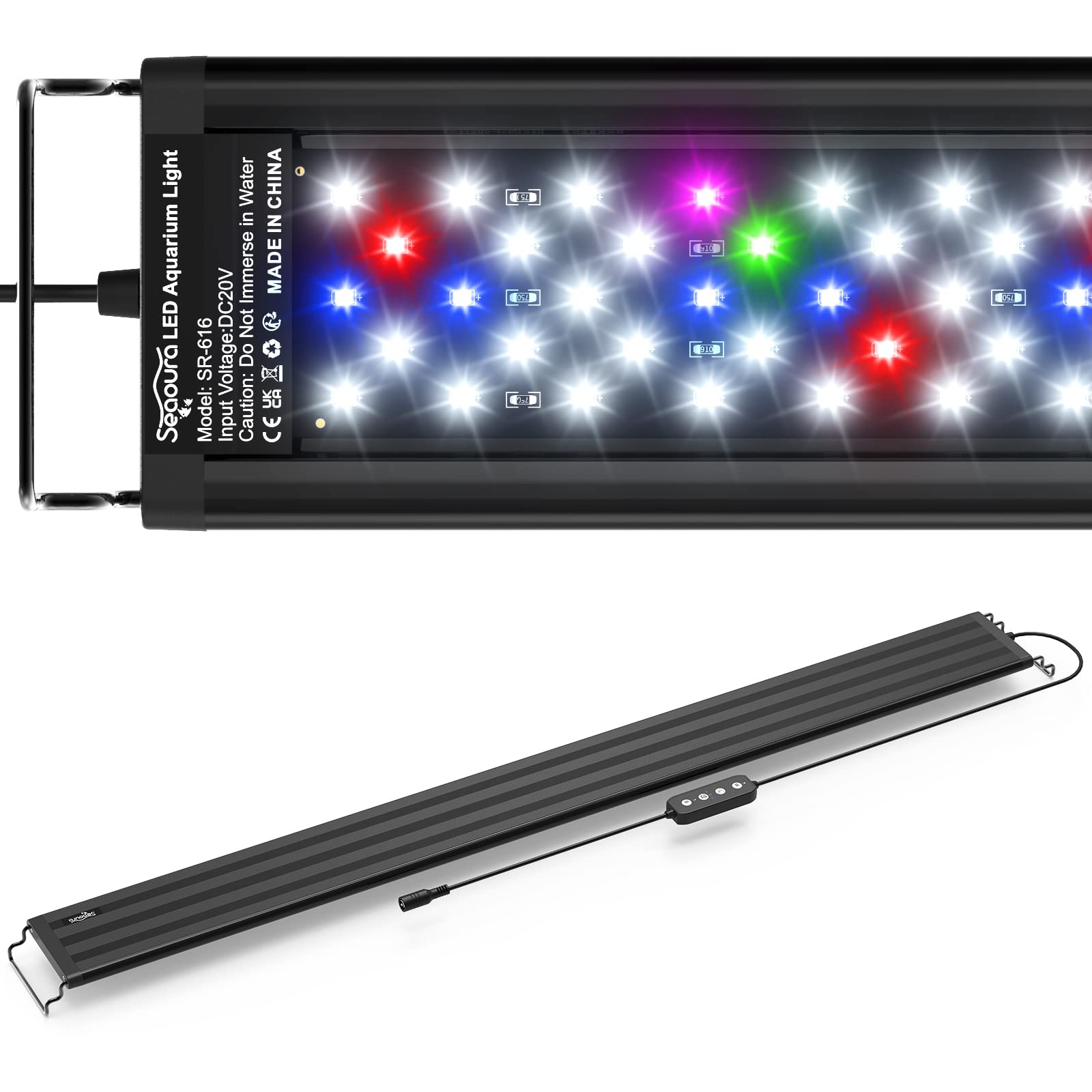 Seaoura Led Aquarium Light For Plants-Full Spectrum Fish Tank Light With Timer Auto On/Off, 36-42 Inch, Adjustable Brightness, W