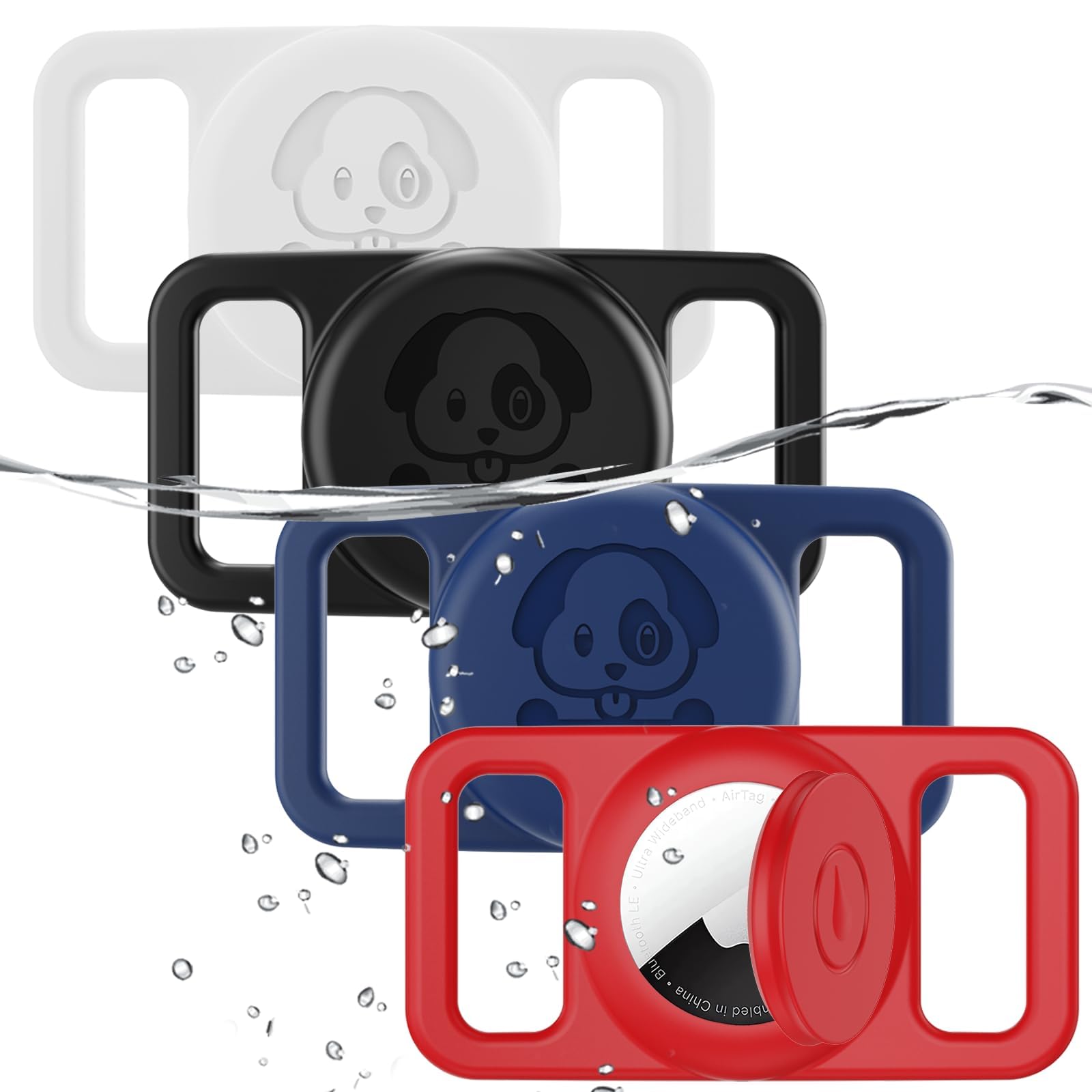 4 Pack Waterproof Airtag Dog Collar Holder Compatible With Apple Airtag, Silicone Hidden Loop Holder For Airtag Tracker, Anti-Lo