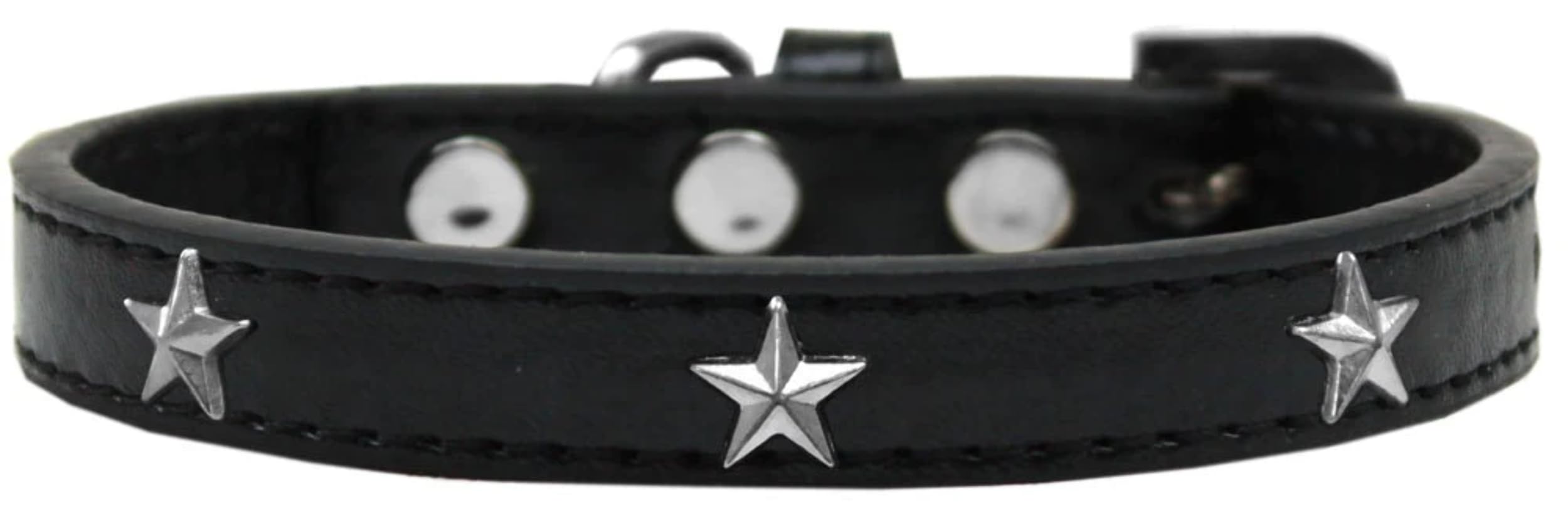 Dog, Puppy & Pet Widget Fashion Collar, Silver Star Black 12