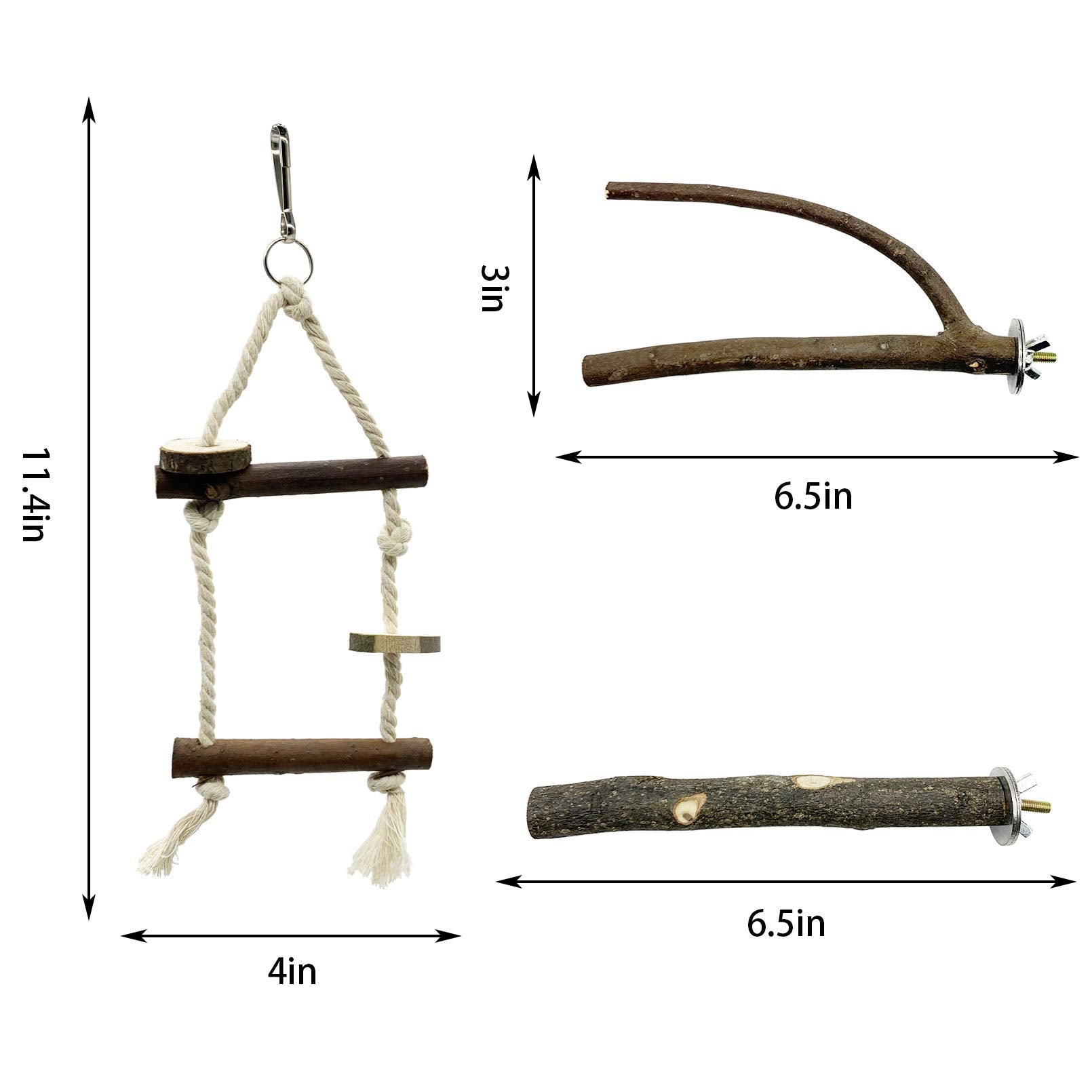 Ebaokuup Bird Parrot Perch Stand Set - 10 Pcs Natural Wood Bird Parakeet Stand Branch, Fork Perch Rod Stand Paw Grinding Stick Bird Cage Accessories For Pet Budgies Cockatiels Conure Lovebirds