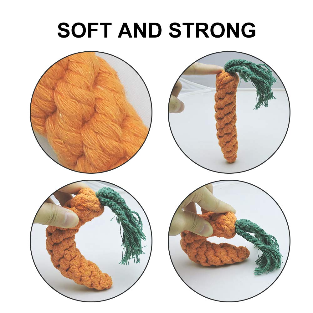 Andiker Dog Chewing Toys - 3PCS Cotton Rope Puppy Teething Cleaning and Training Durable Dog Plush Toys Lion&Carrot&Duck Toy for