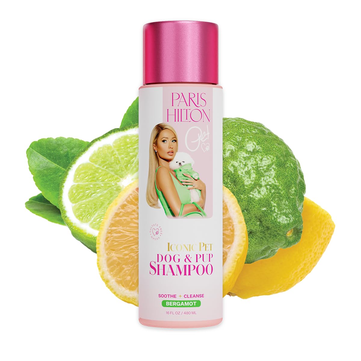 Paris Hilton Dog Shampoo - Fresh Citrus-Infused Bergamot Scent, Sulfate-Free Vegan & Hypoallergenic for All Dog Breeds, with Oat