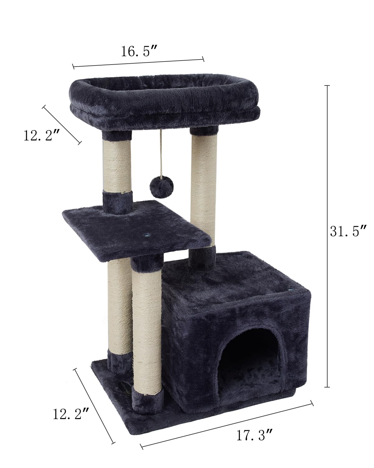 Fish&Nap Us11Yh Cute Cat Tree Kitten Cat Tower For Indoor Cat Condo Sisal Scratching Posts With Jump Platform Cat Furniture Activity Center Play House Smoky Grey