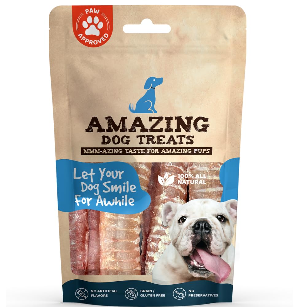 Amazing Dog Treats - 6 Inch Beef Trachea Dog Chews (20 Pcs - 32 Oz) - Trachea Dog Treats - No Hide - Digestible And Safe Chews F