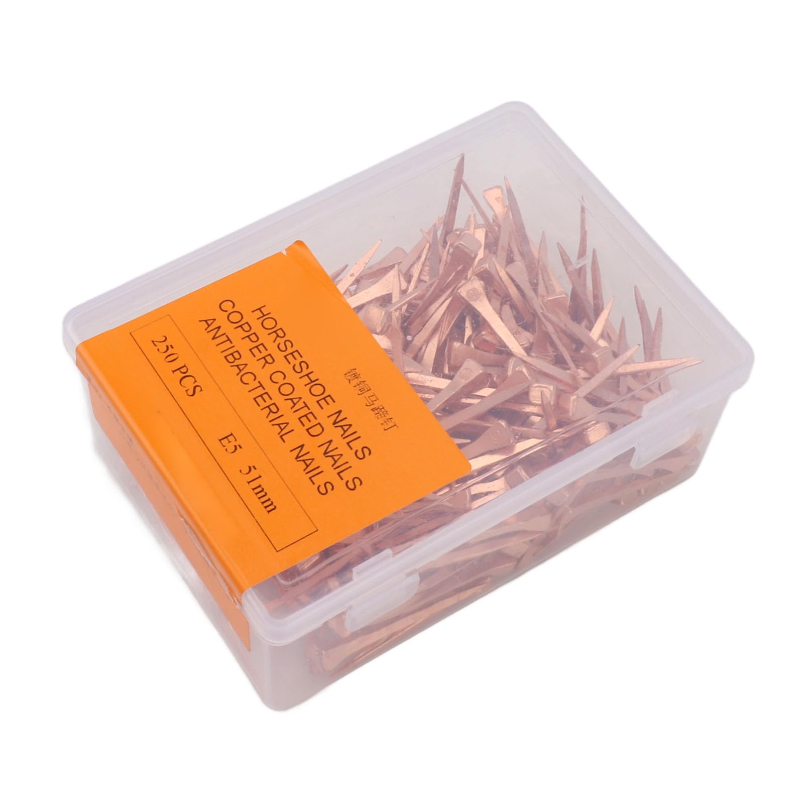 Jauarta 250Pcs Horseshoe Nails Copper Plated Rustproof Equestrian Riding Equipment Pet Supplies (51Mm E5)