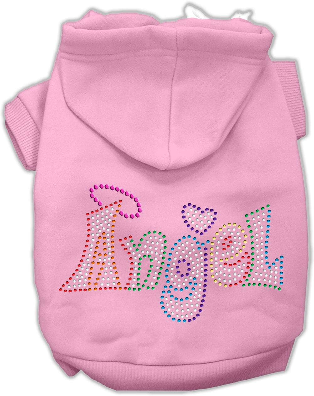 Pet, Dog & Cat Hoodie Rhinestone, 'Technicolor Angel' Light Pink 3Xl (25-35 Lbs.)