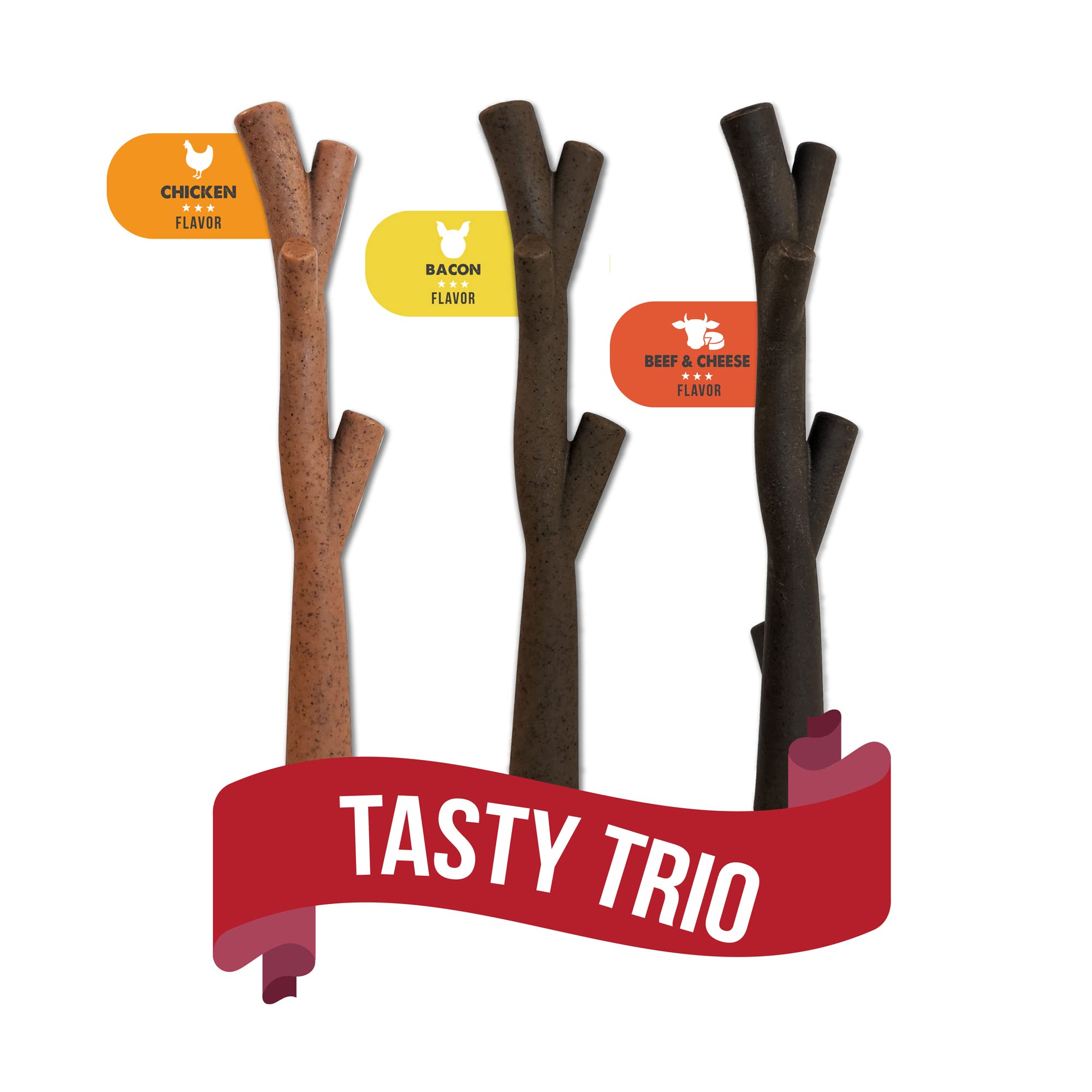 ZEUS Nosh Strong Chew Sticks, Dog Chew Toy, Tasty Trio 3-Pack (96446)