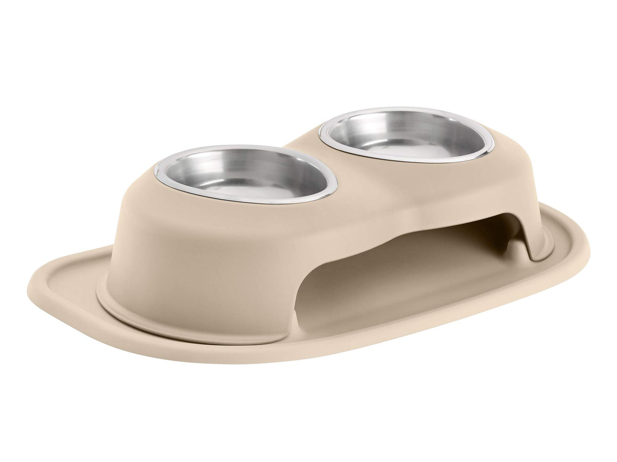 Weathertech Double High Pet Feeding System - Elevated Dog/Cat Bowls - 4 Inch High Tan (Dhc1604Tntn)