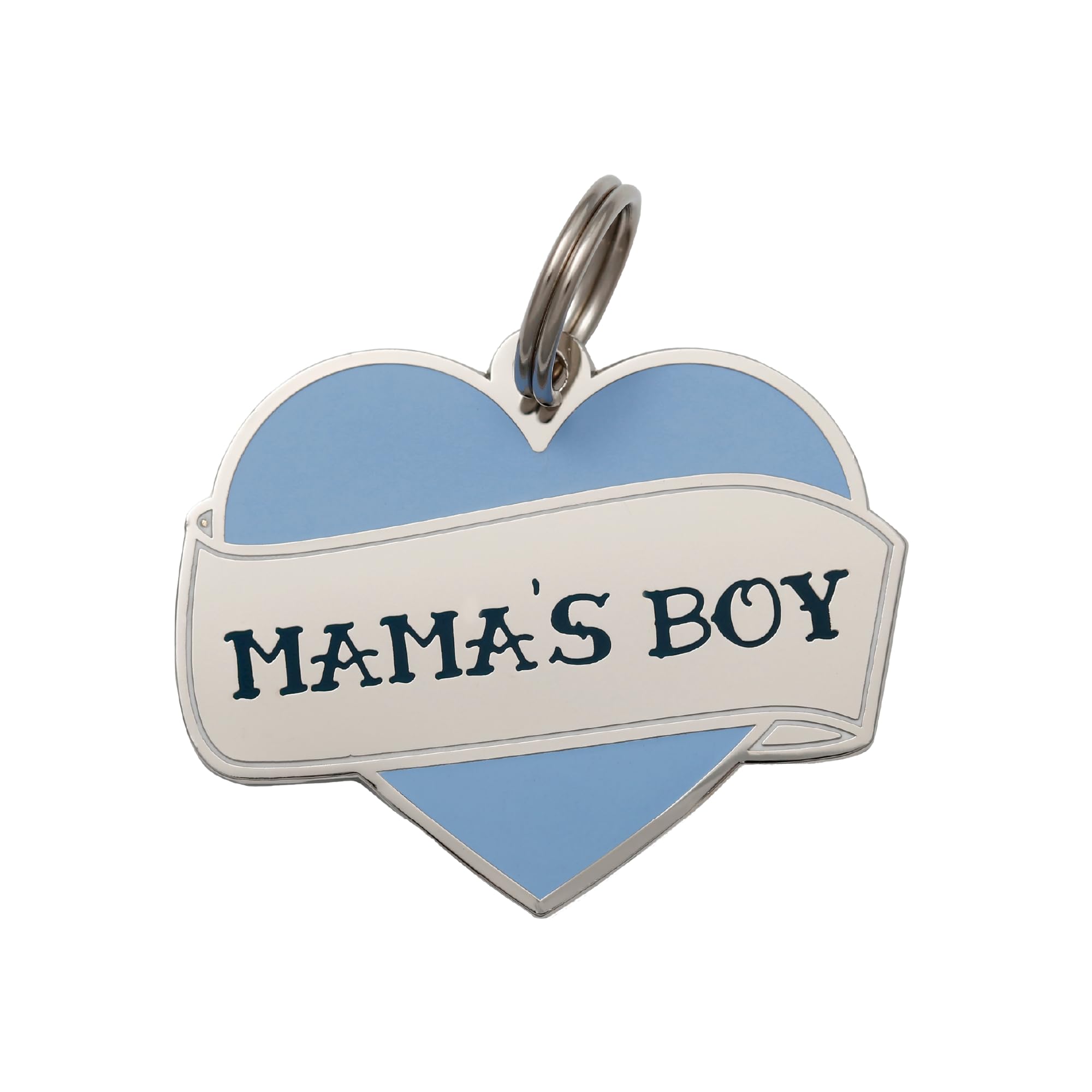 Two Tails Pet Company Personalized Mamas Boy Pet ID Tag - Custom Engraved Dog Tags for Pets - Durable Brass, Silver Plating, 