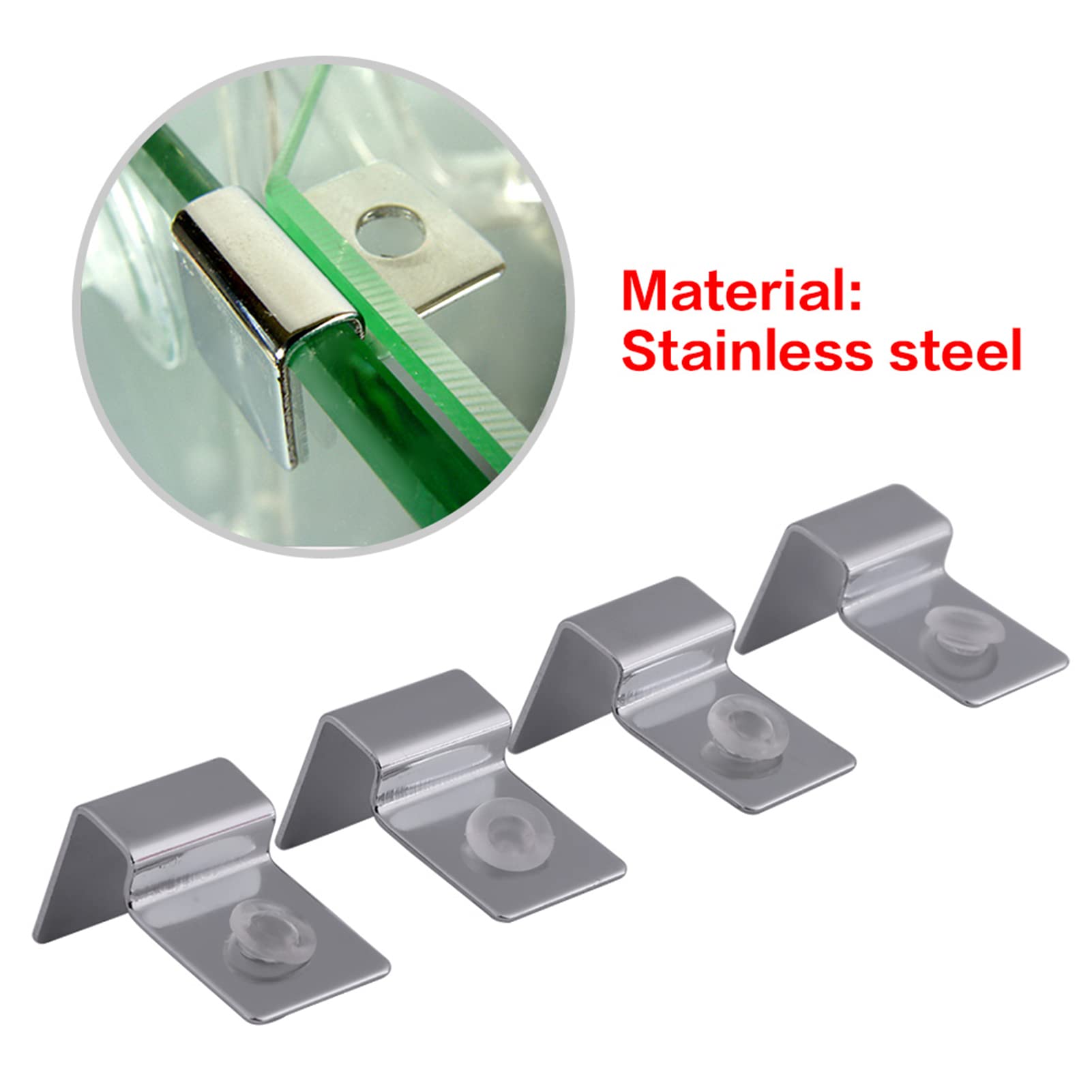 4pcs Stainless Steel Fish Glass Cover Support Bracket, Aquarium Cover Glass Clip Holder Lid Bracket Fish (6mm)