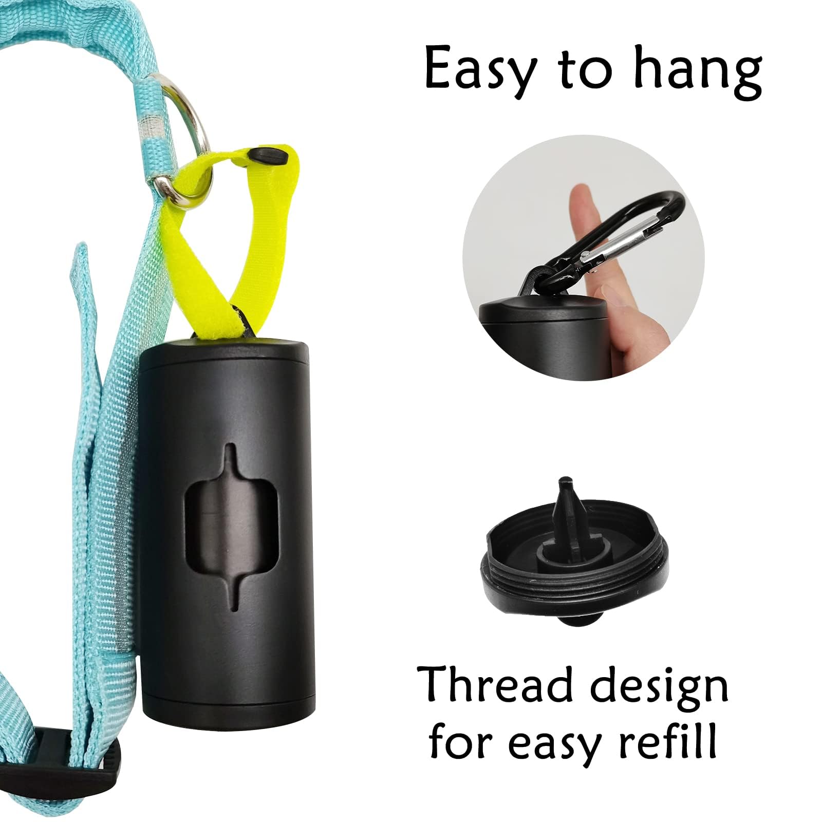 Yuchiya Aluminum Dog Poop Bags Holder With Carabiner Metal Pet Waste Bags Dispenser With Hook And Loop Fastener And Elastic Cord To Carry Used Bags(Silver, 2 Holder 30 Bags)