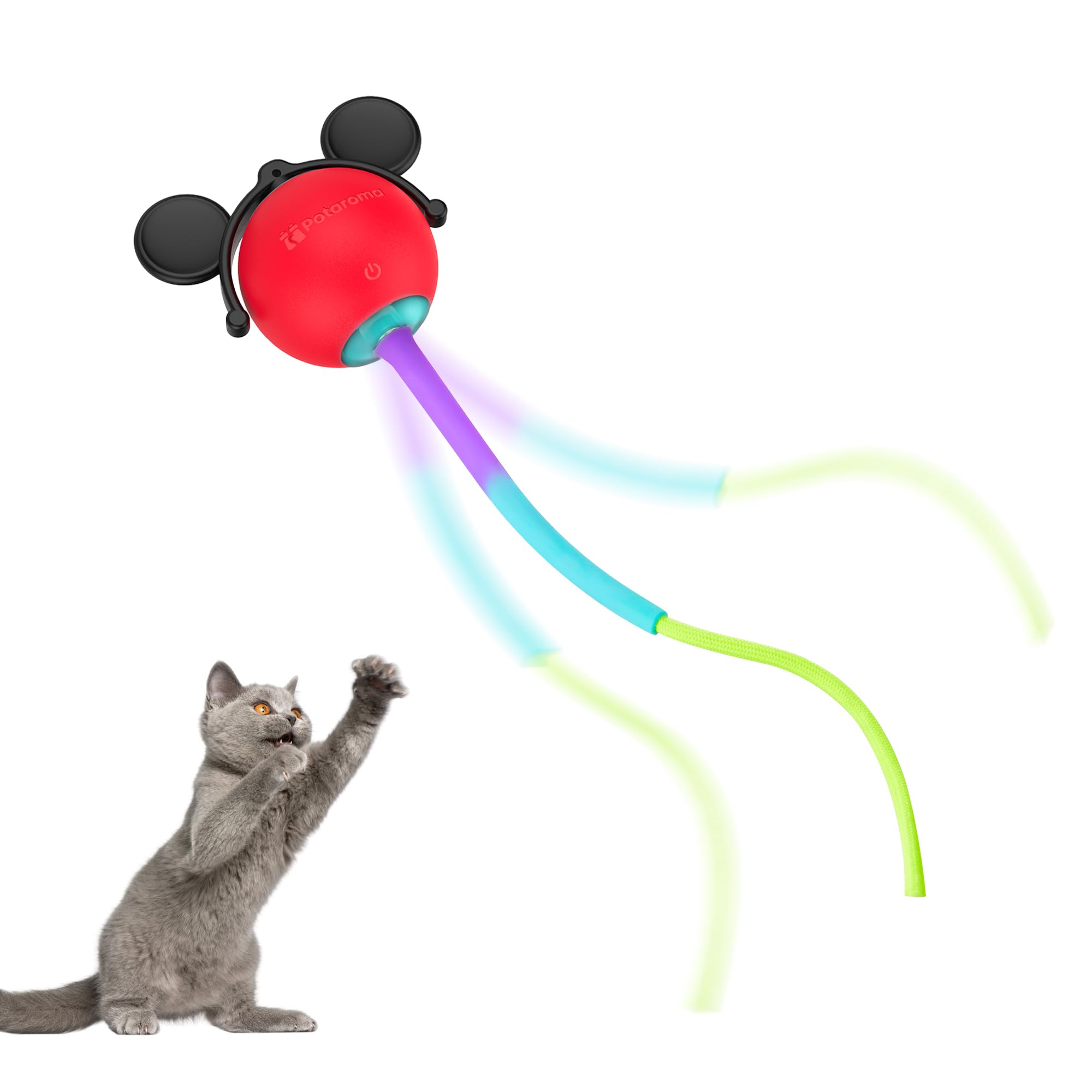 Potaroma Interactive Moving Ball Cat Toys With Fluffy Tail, Chargeable Kitten Toy For Indoor Kitten Exercise, Smart Interactive 