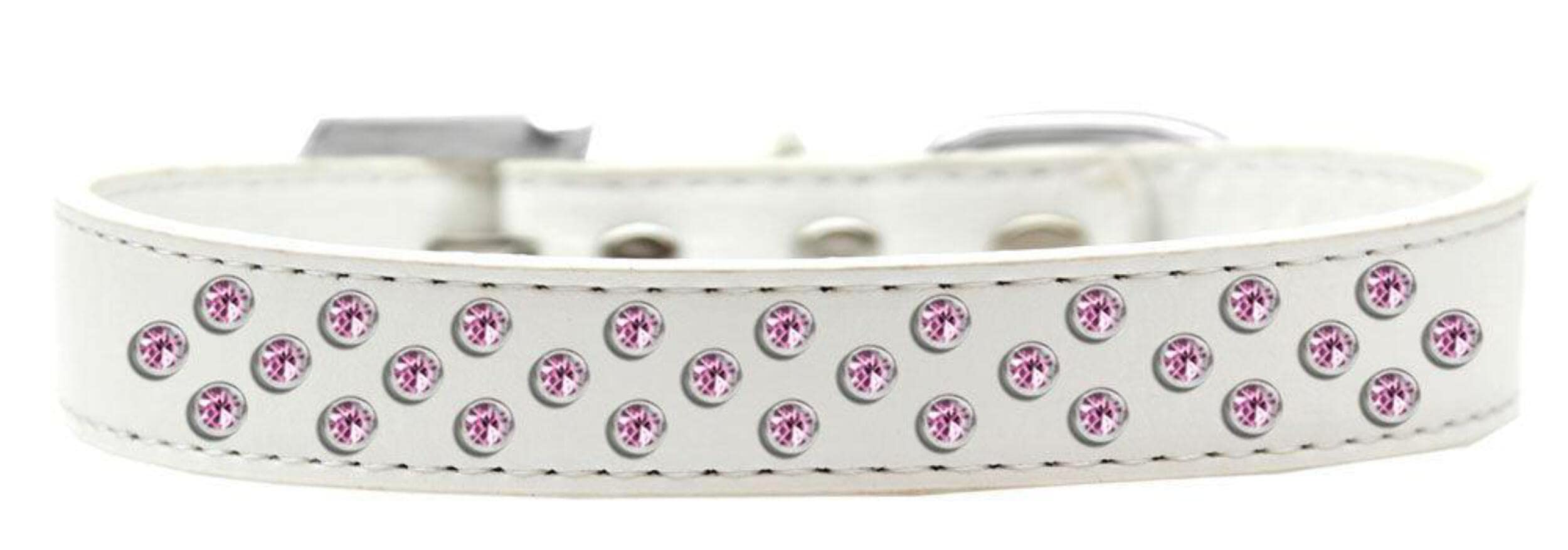 Mirage Pet Products Sprinkles Dog Collar with Light Pink Crystals, Size 18, Bright Pink