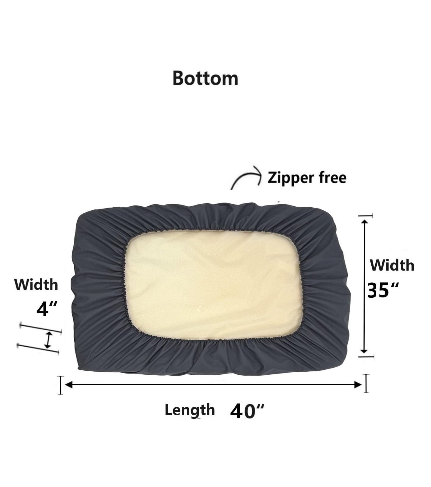 Eechicspace Waterproof Dog Bed Slip Cover Grey 40 X 35 Inch