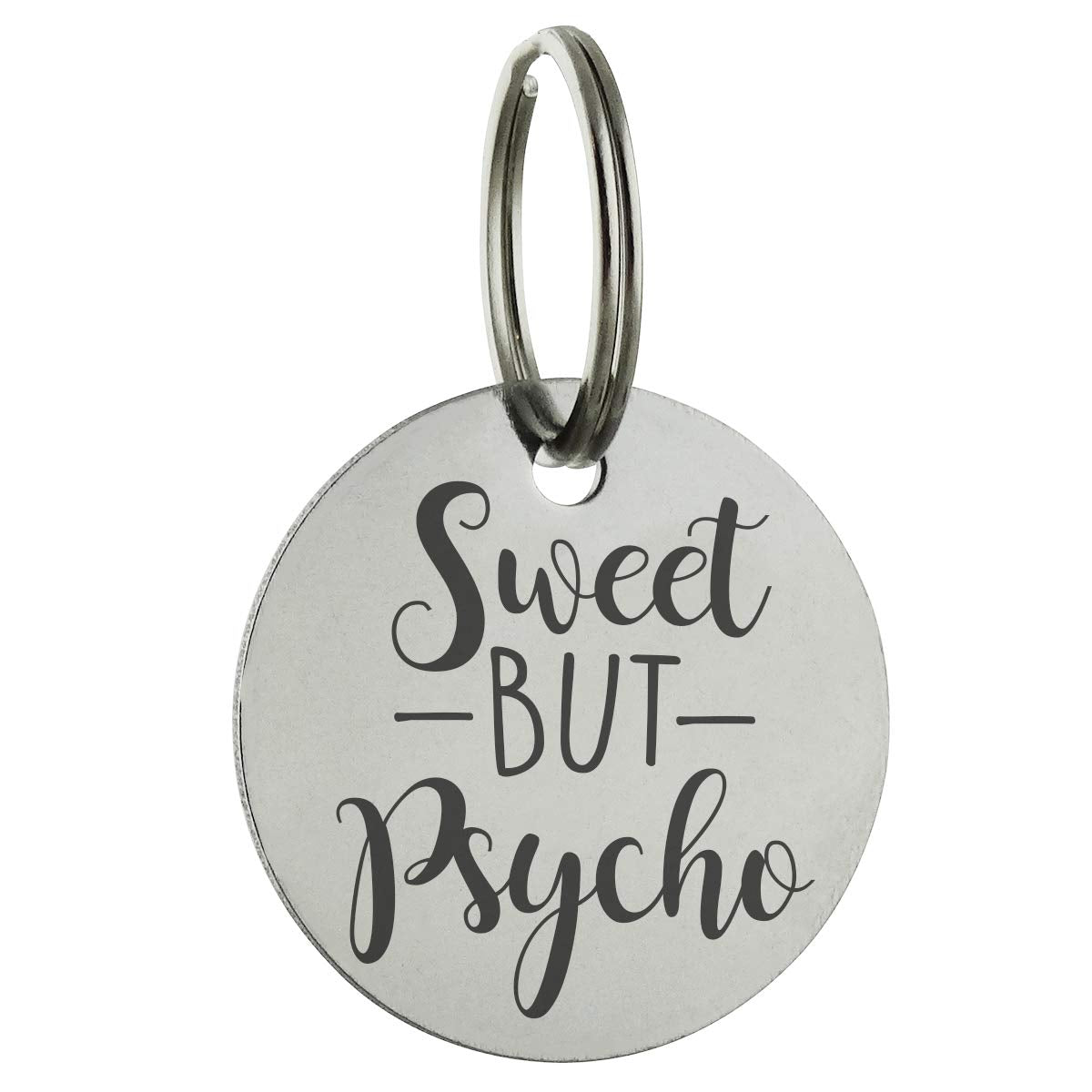 Sweet But Psycho Personalized Pet Id Tag - 30Mm Double Sided Laser Engraved For Dog Or Cat