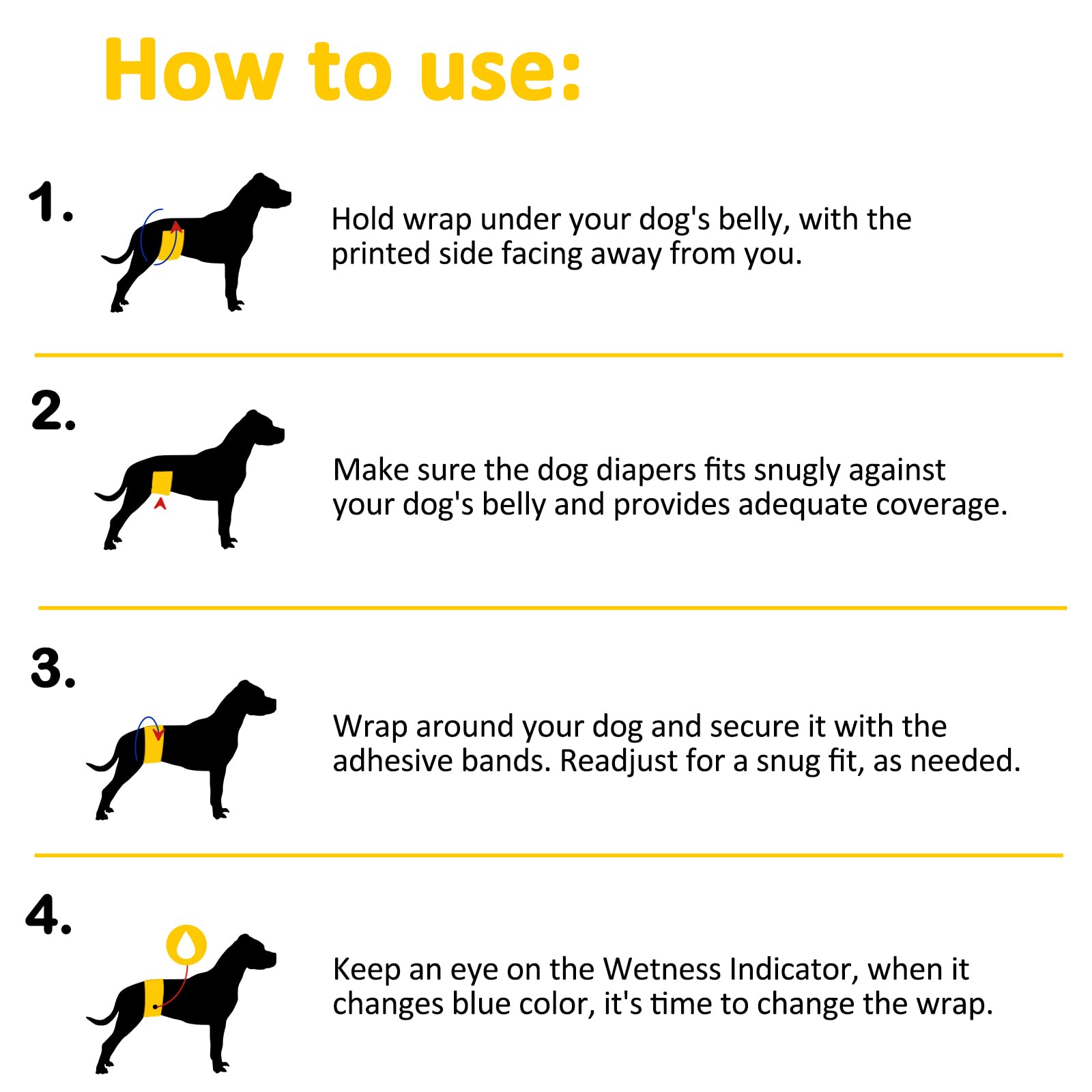 Dono Disposable Dog Diapers Male Dog Wraps, Including 48Pcs Super Absorbent Diapers For Dogs And Cats,S (12'-19')