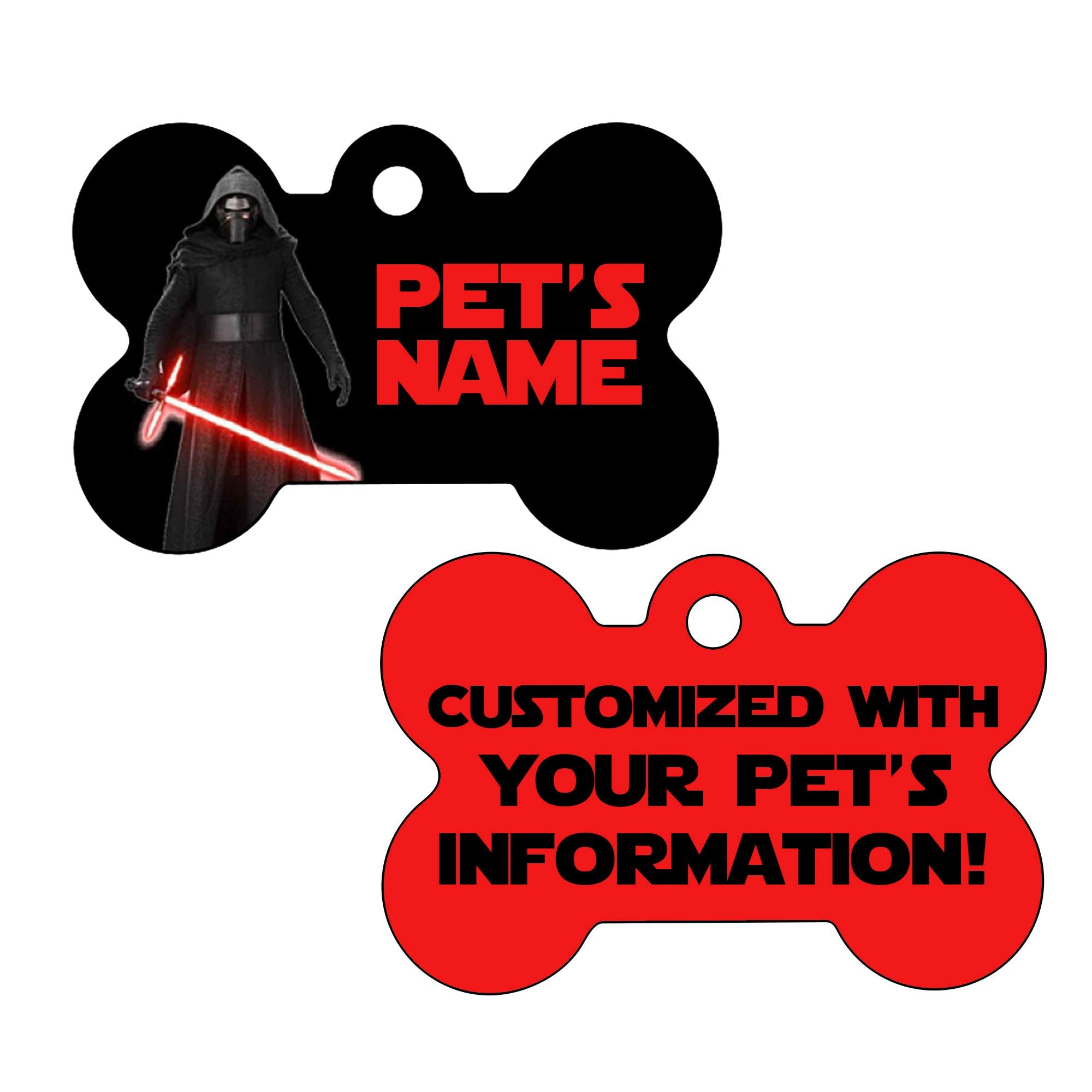 Double Sided Pet Id Tags For Dogs & Cats Personalized For Your Pet (Kylo Ren, Bone Shaped)