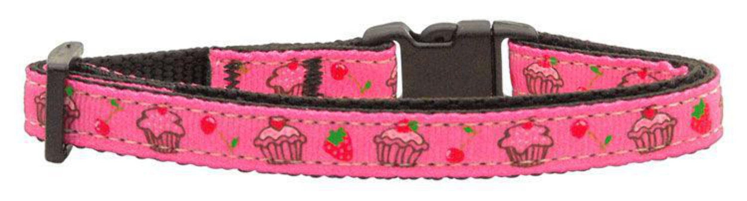 Mirage Pet Products Cupcakes Nylon Ribbon Collar for Pets, Medium, Black