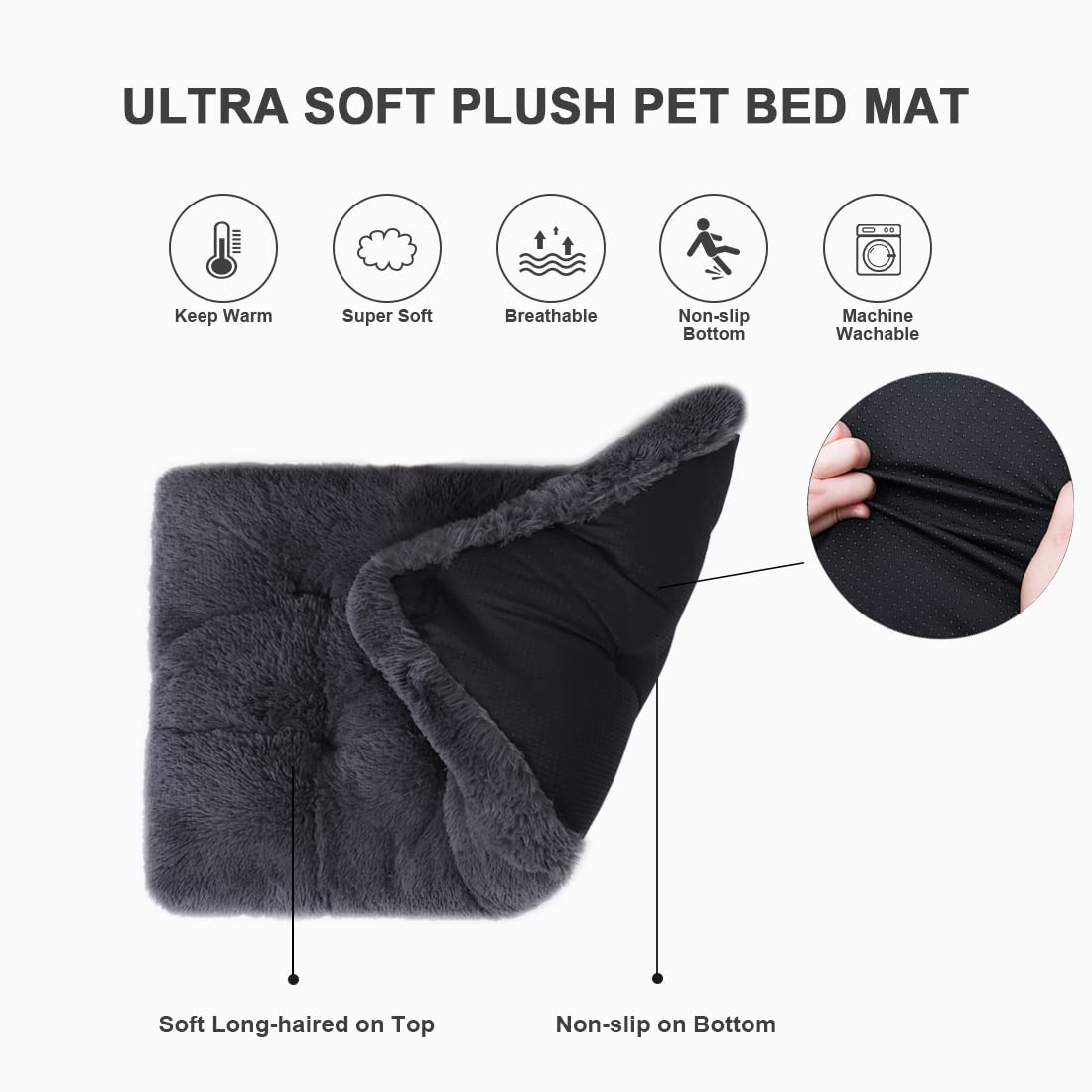 Vonabem Large Dog Bed Crate Pad, Washable Dog Crate Bed For Large Medium Small Dogs, Plush Soft Fluffy Pet Beds, Dog Mats For Sl