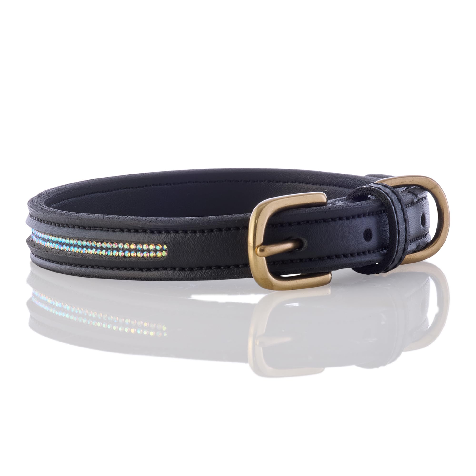 Pet Passion Adjustable Vegan Leather Dog Collar With Bling For Pets Small, Medium And Large Dogs, Black Bling, Large