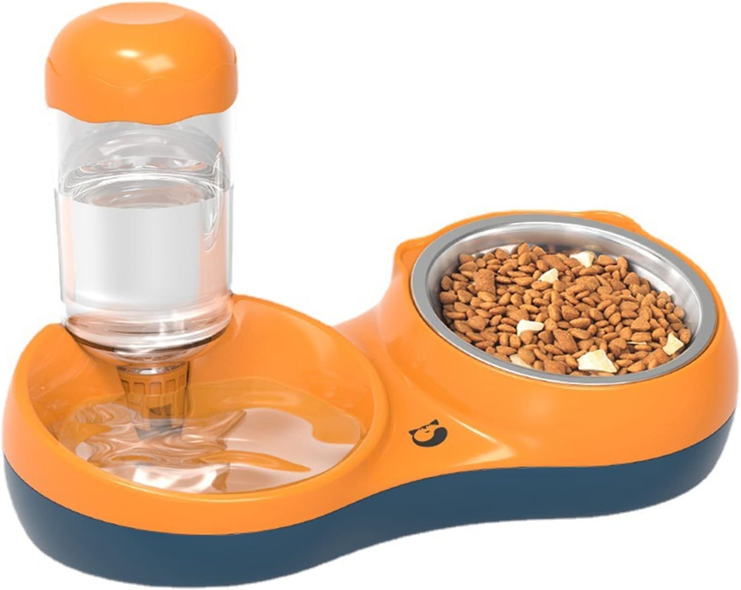 Sunsun Double Dog Cat Bowls, Pet Water And Food Bowl Set With Automatic Water Dispenser Bottle Detachable Stainless Steel Bowl F