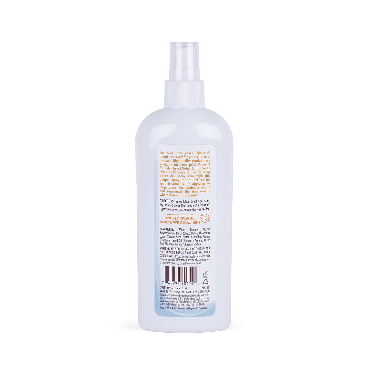 Palmers for Pets Cocoa Butter Formula Direct Relief Lotion Spray for Dogs with Vitamin E | Fragrance Free Dog Lotion for Dry It