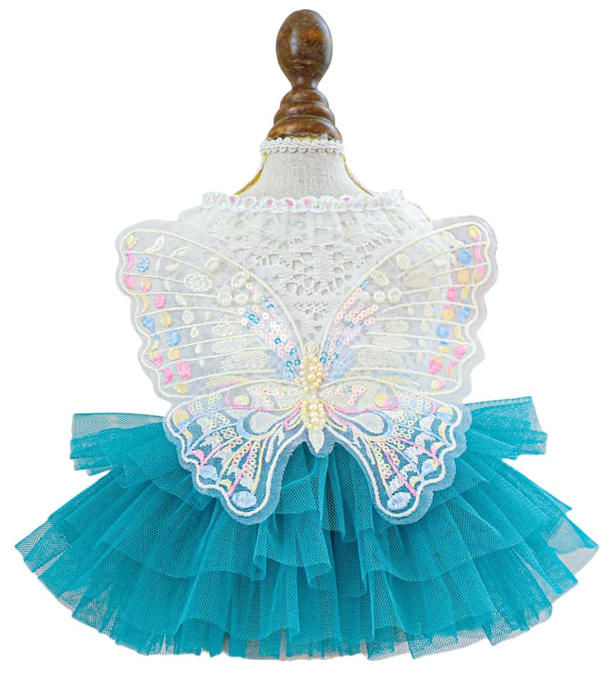 Marupet Fashion Sweet Puppy Dog Blingbling Princess Skirt Pet Dog Lace Cake Camisole Tutu Dress B-Blue Xs