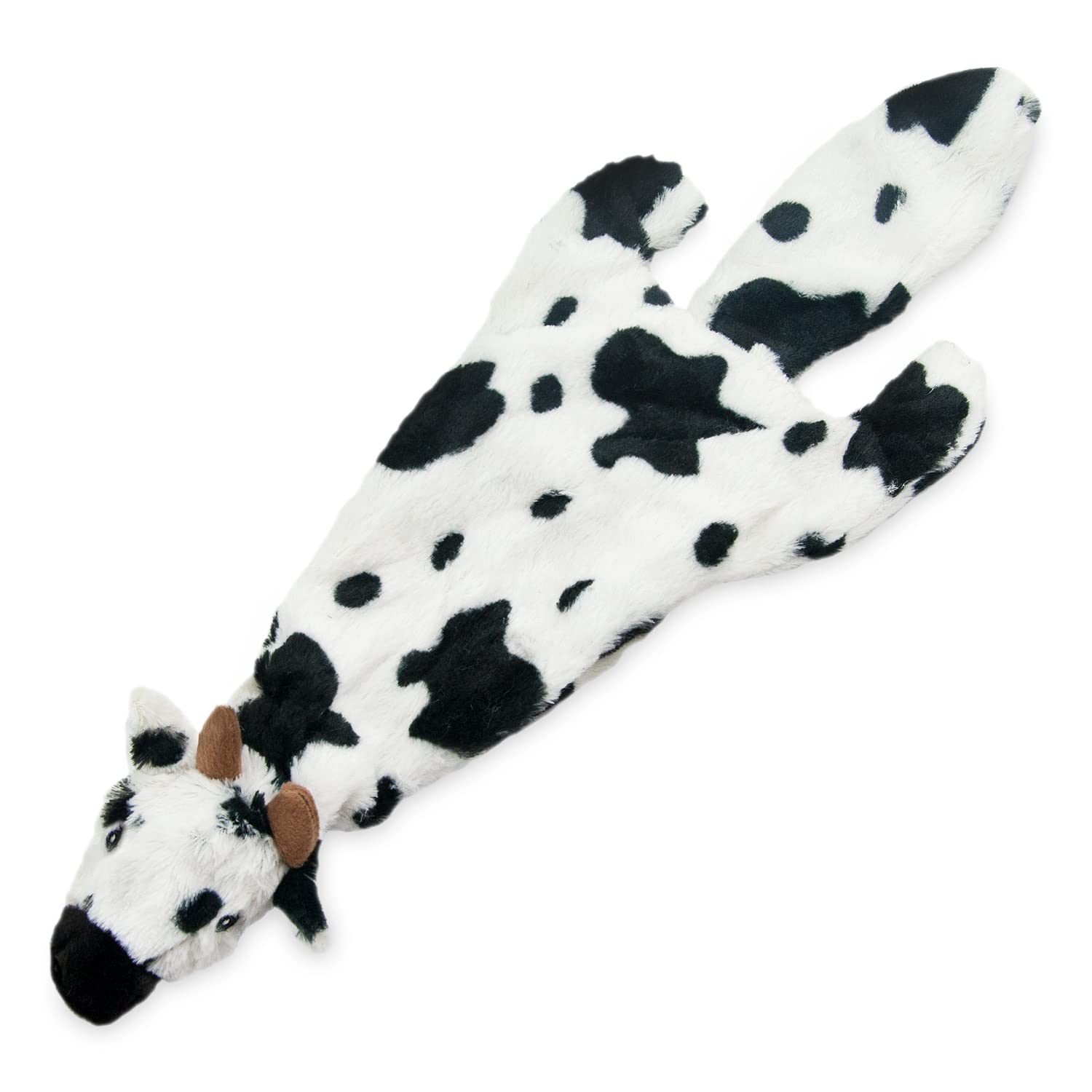 Best Pet Supplies 2-In-1 Stuffless Squeaky Dog Toys With Soft, Durable Fabric For Small, Medium, And Large Pets, No Stuffing For Indoor Play, Holds A Plastic Bottle - Cow, Large