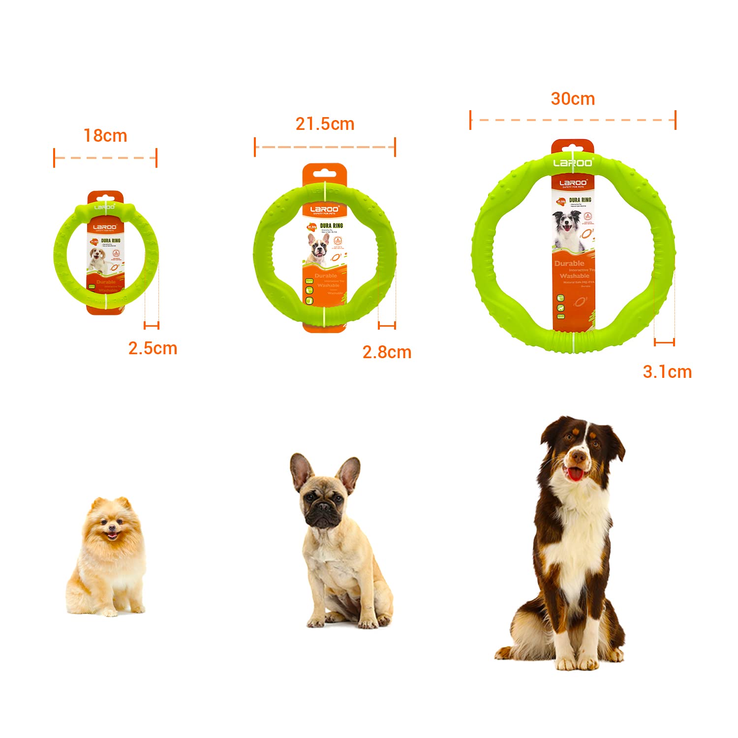 LaRoo Dog Toys for Aggressive Chewers,Floatable Dog Flying Disc,Sizes Dog Tug Toy,Interactive and Tug of War Dog Toy,Funny Teeth