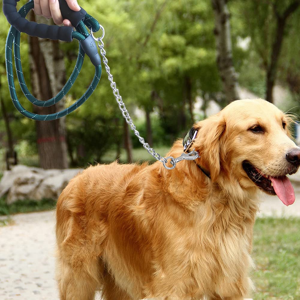 Btinesful 6Ft Chewproof Dog Leash, Strong Nylon Rope With Anti-Chewing Chain And Padded Handle For Medium Large Dogs Outdoor Training Walking Hiking Dark Green