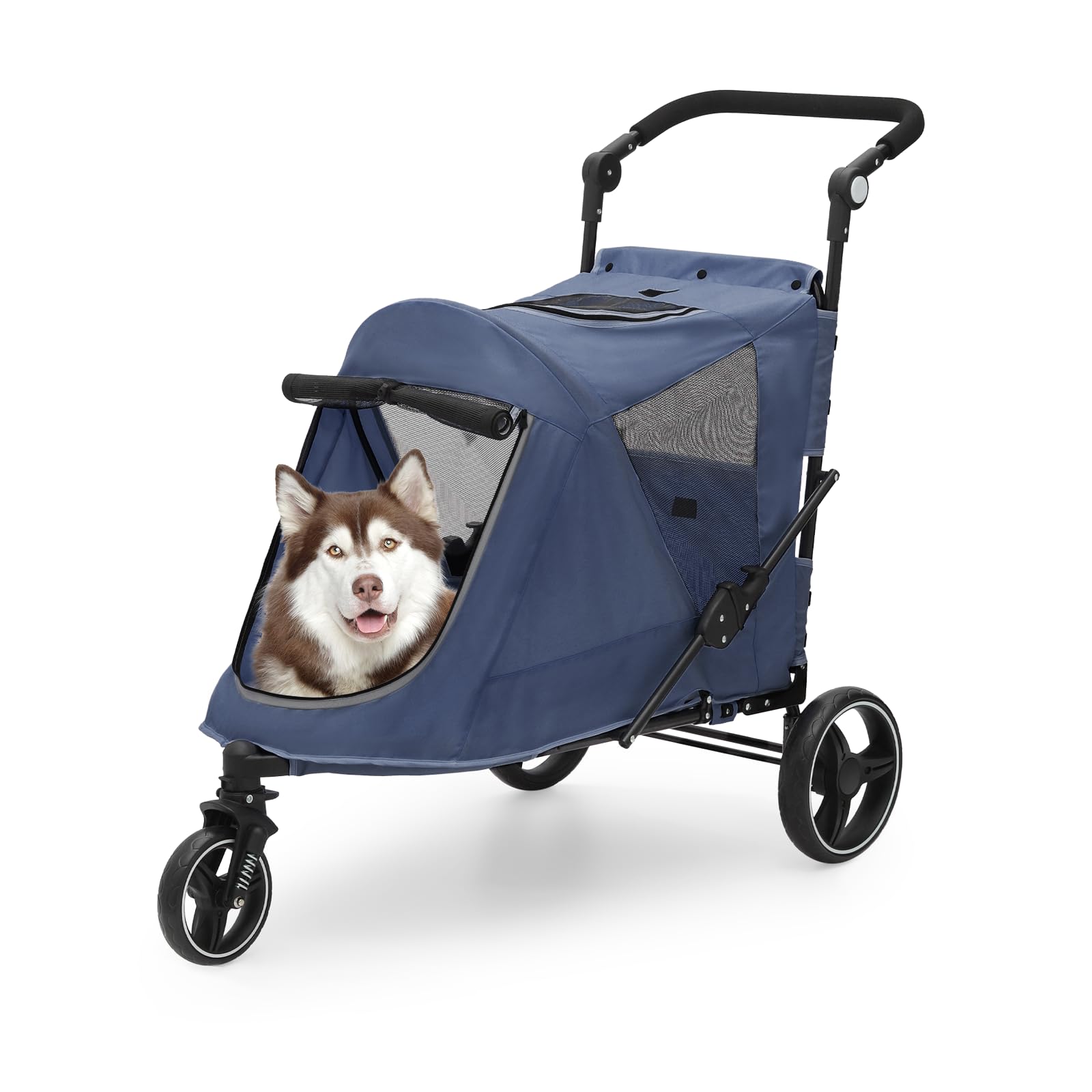 Athena Collection 3 Wheels Pet Stroller Fabric Dog Cart Dog Stroller For Large Dogs 55 Lbs Pet Stroller With Mesh Windows, Zippe