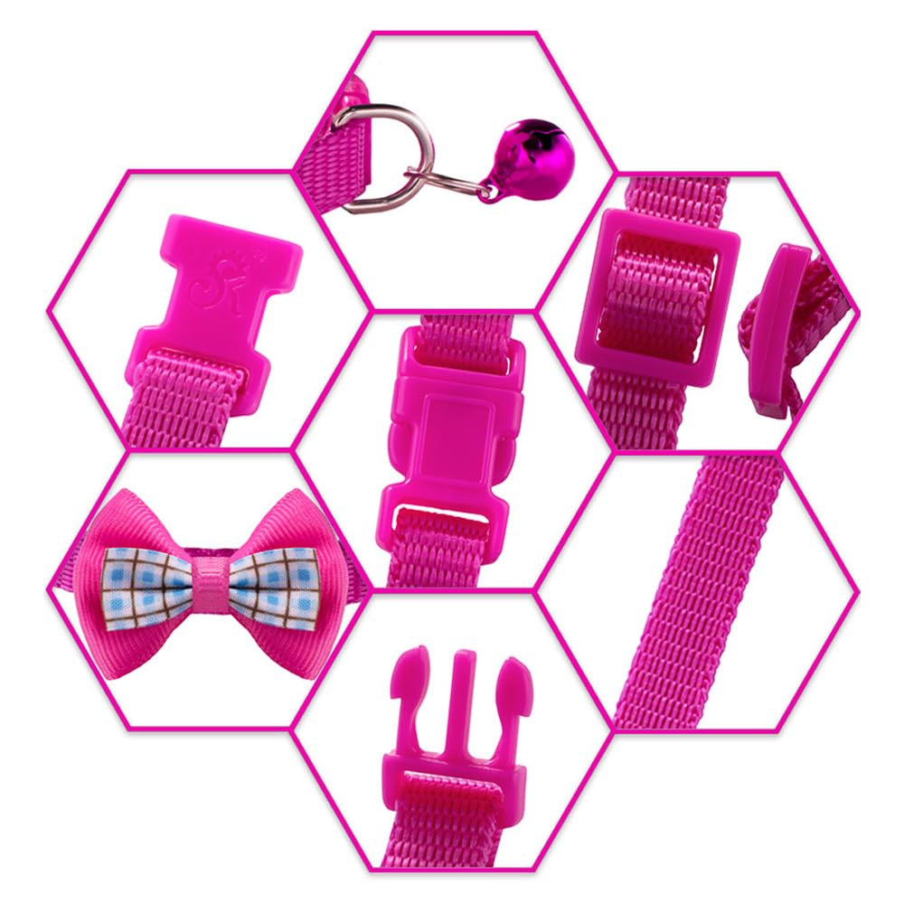 Green Puppy Collar With Bell And Bow Tie, Soft Xs Cat Collars Adjustable Buckle For Xxs Xsmall Extra Small Dogs Female Male Litt