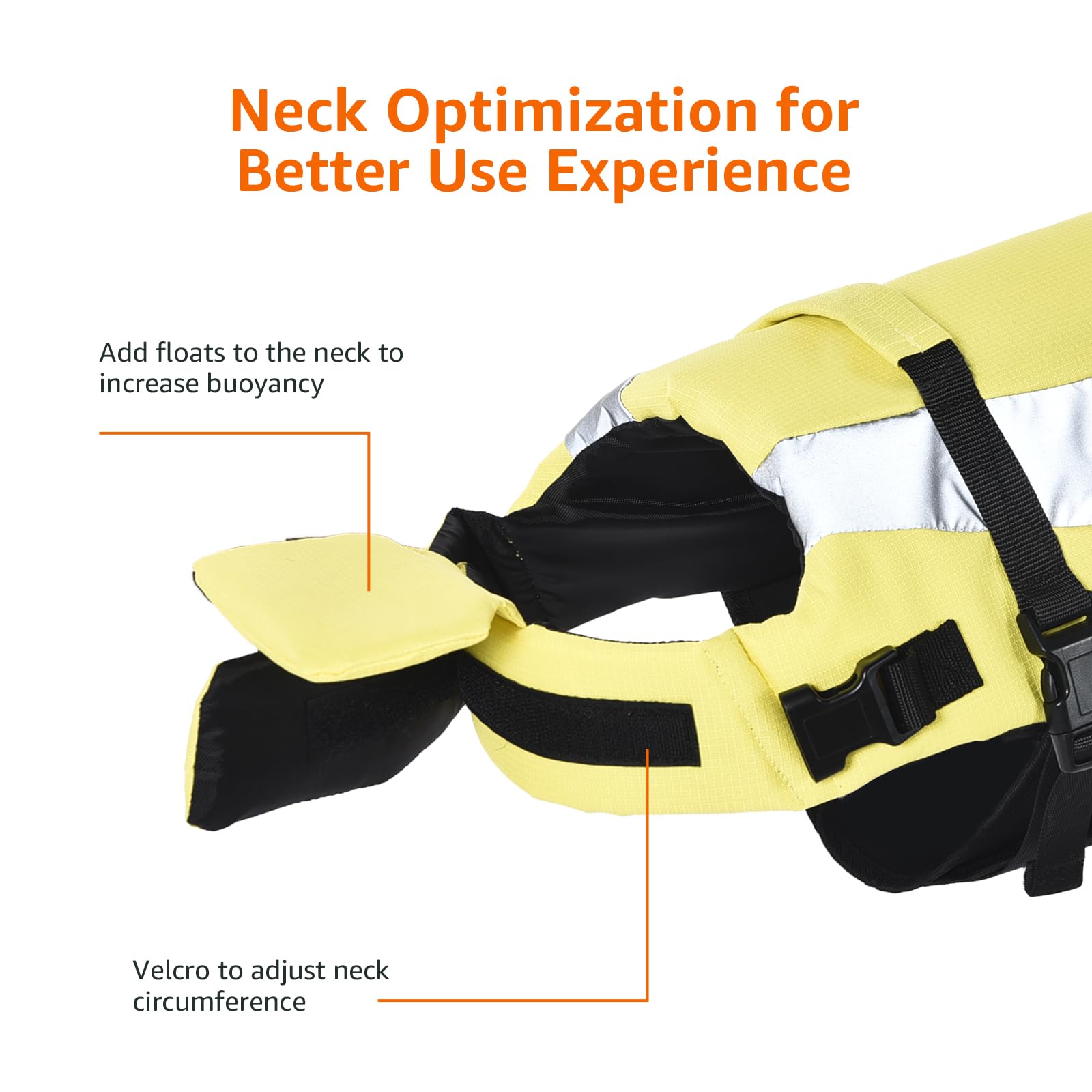 Amazon Basics Dog Adjustable Life Jacket With Reflective Stripes, Yellow, Large