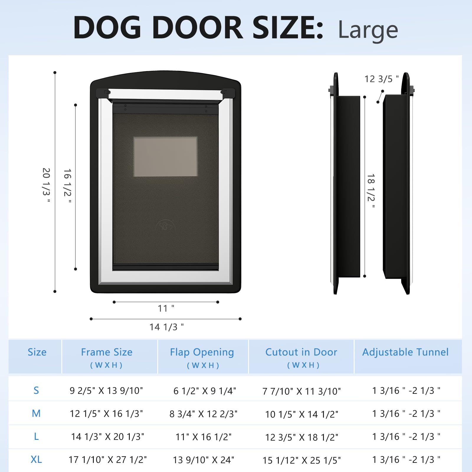 Sammak Large Dog Door For Interior And Exterior Door. Dog Door With Steel Frame And Telescoping Tunnel, Strong Magnetic Stripes