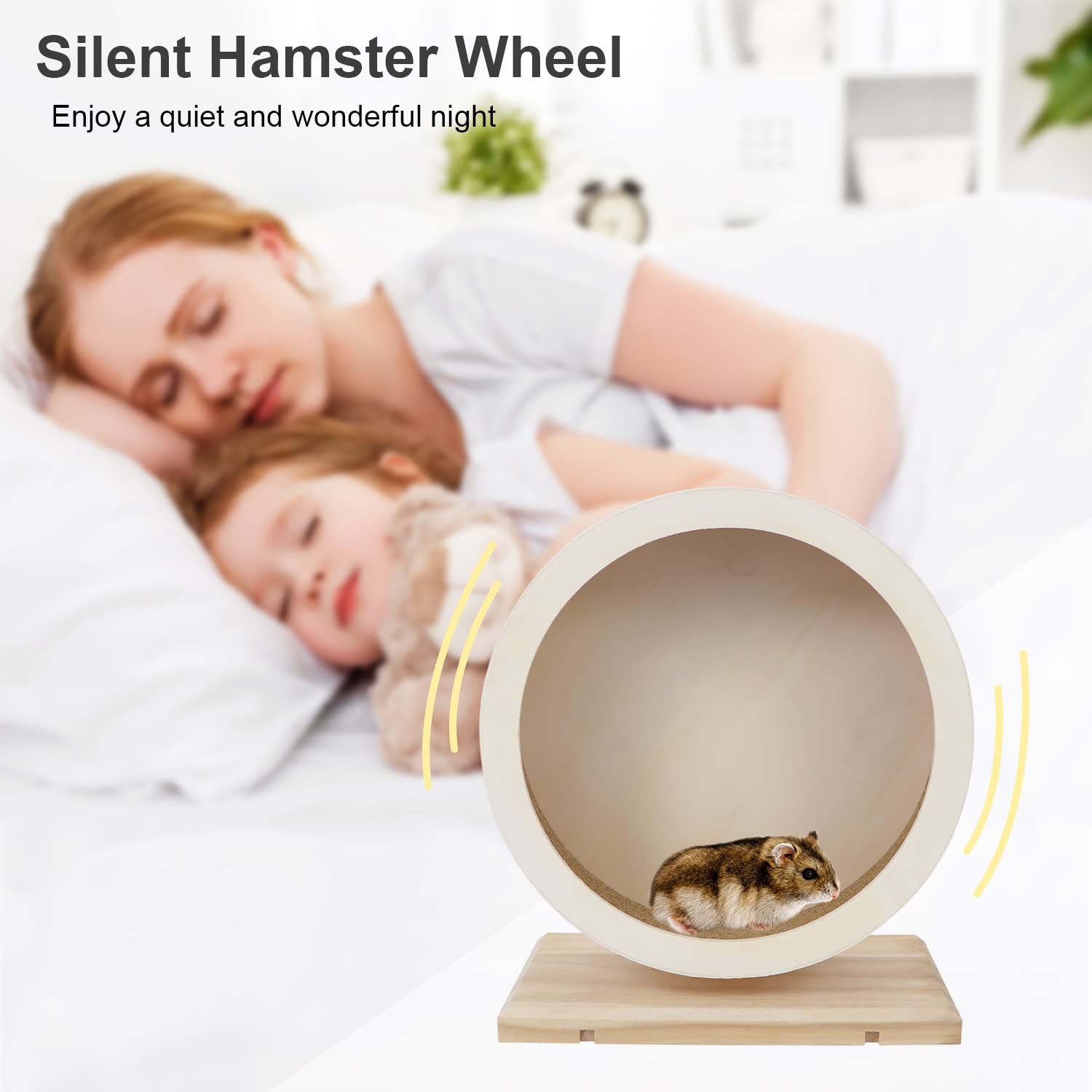 Small Pets Exercise Wheel Hamster Wooden Mute Running Spinner Wheel Play Toy For Rat Gerbil Mice Chinchillas Hedgehogs Guinea Pigs (M)