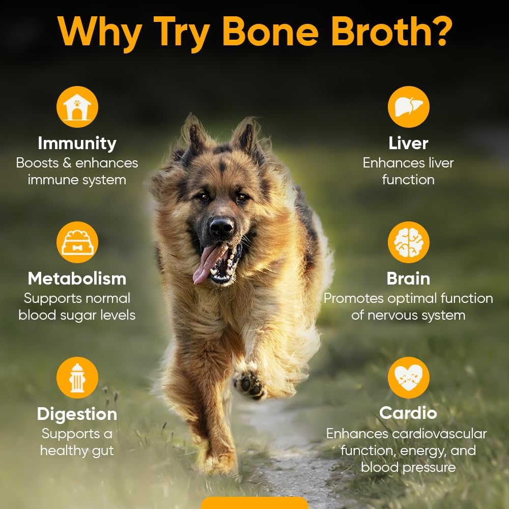 iHeartDogs Bone Broth & Collagen for Dogs - Bone Broth & Mushroom Gold Powder Supplement for Immune System Support, Improved Mob